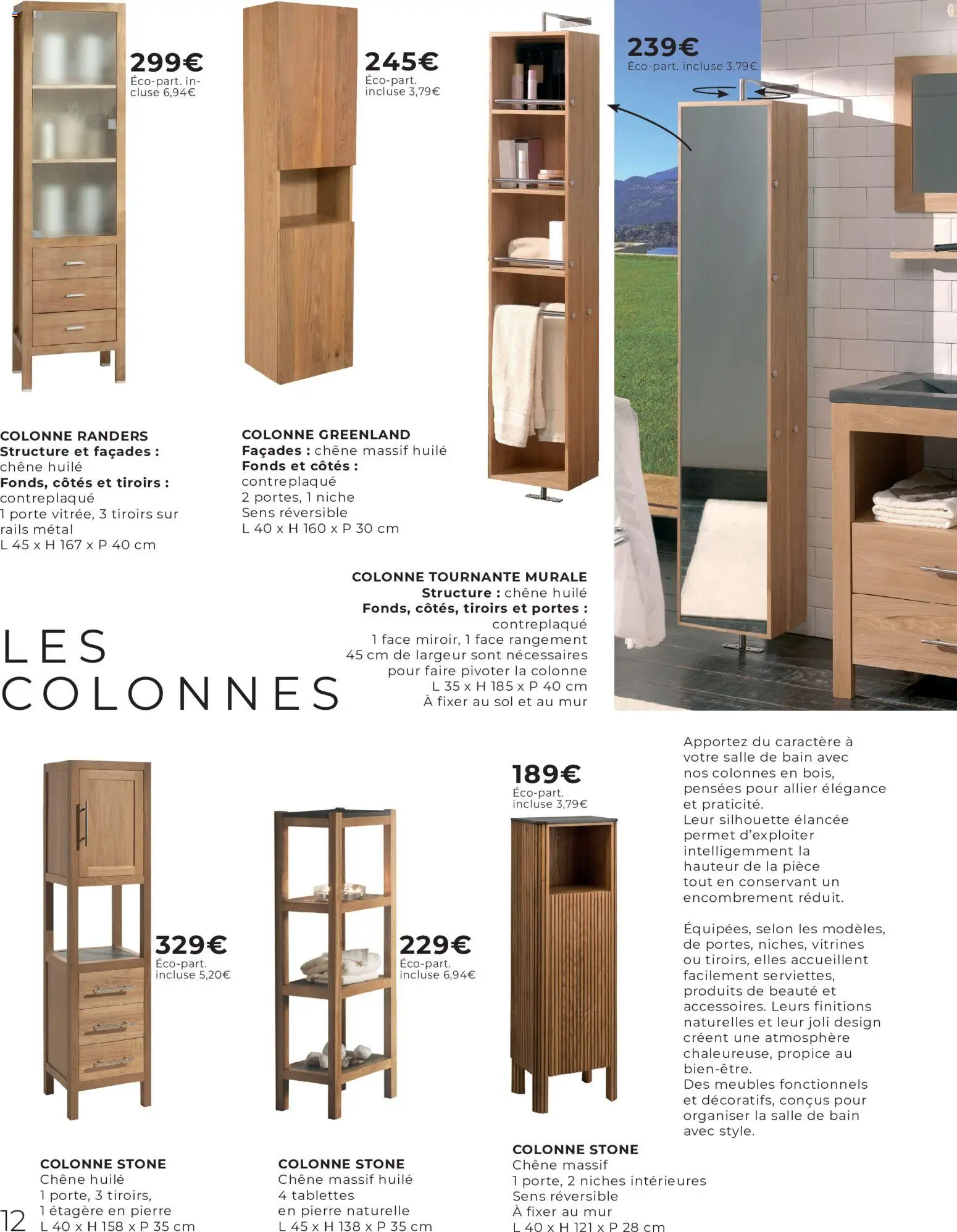 {H1} | Page: 12 | Produits: Porte, Étagère, Tiroirs, Huile