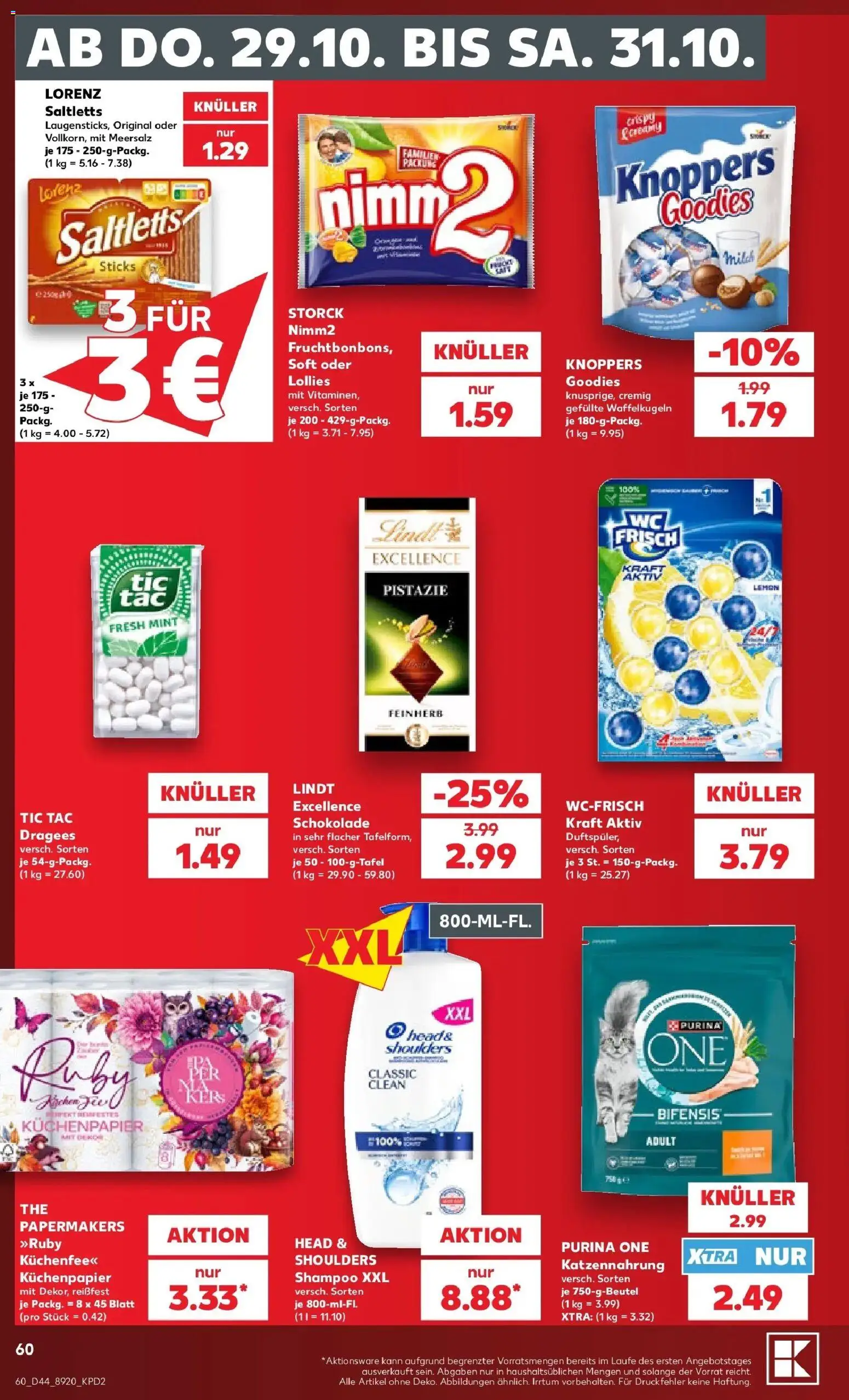 Prospekt Kaufland ab 26.10.2026 » Angebote Online zum Blättern | Seite: 60 | Produkte: Purina one, Milch, Schokolade, Lindt
