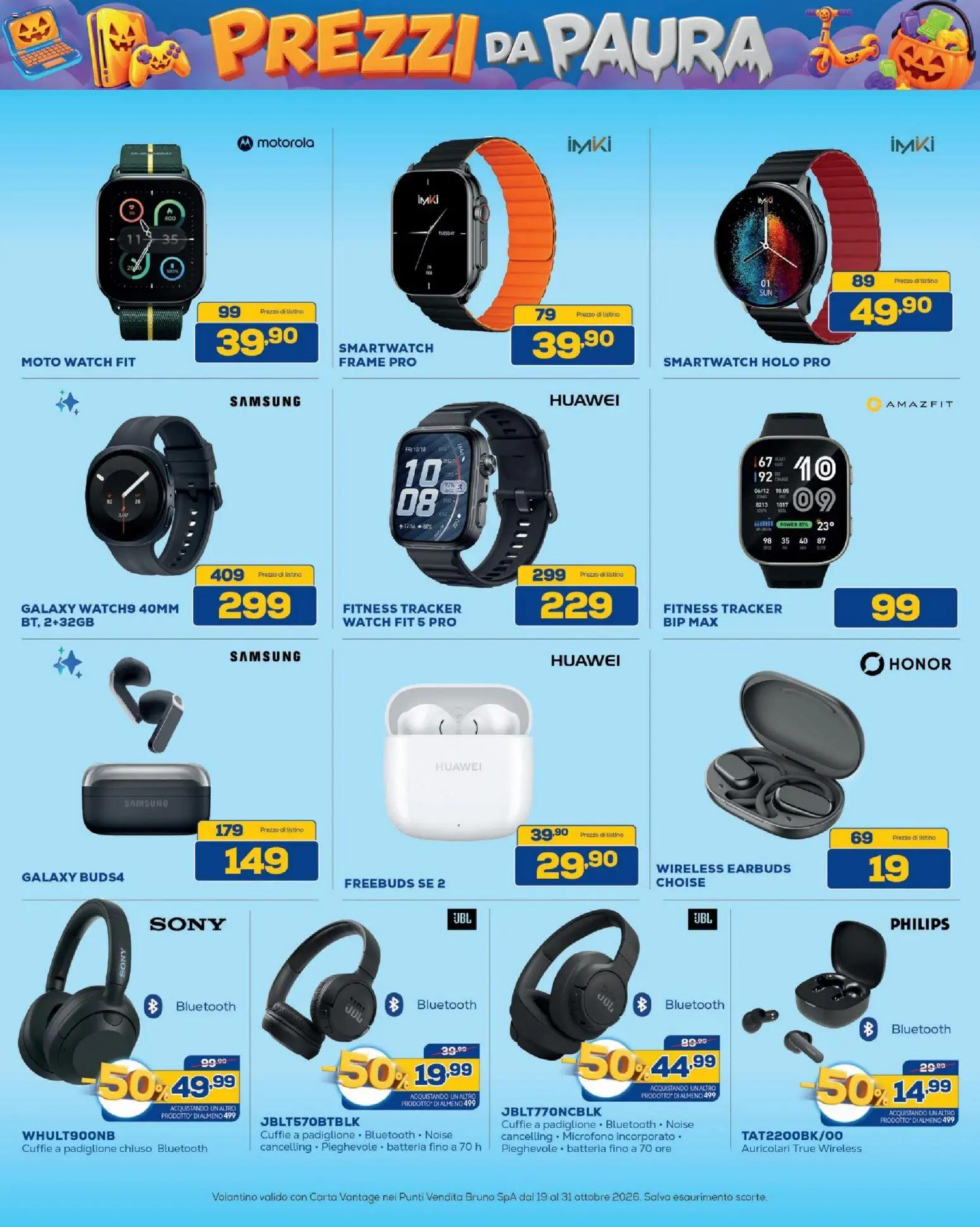 Volantino BRUNO del 19/10/2026 | Pagina: 11 | Prodotti: Auricolari, Cuffie, Smartwatch, Batteria