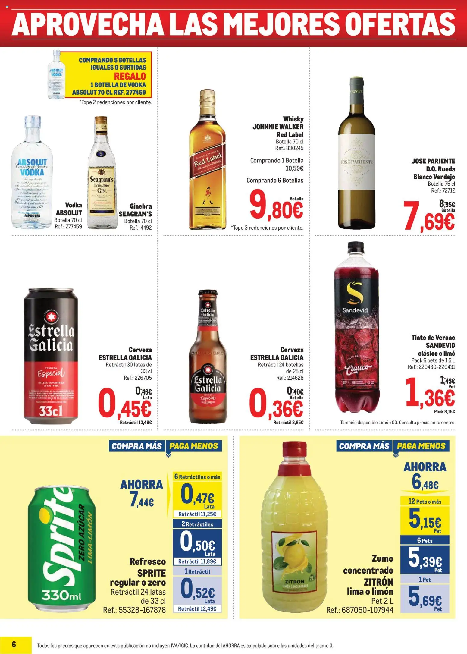 Makro Precios Centro │ válido desde el 17/08/2026 | Página: 6 | Productos: Limón, Zumo, Vodka, Sprite