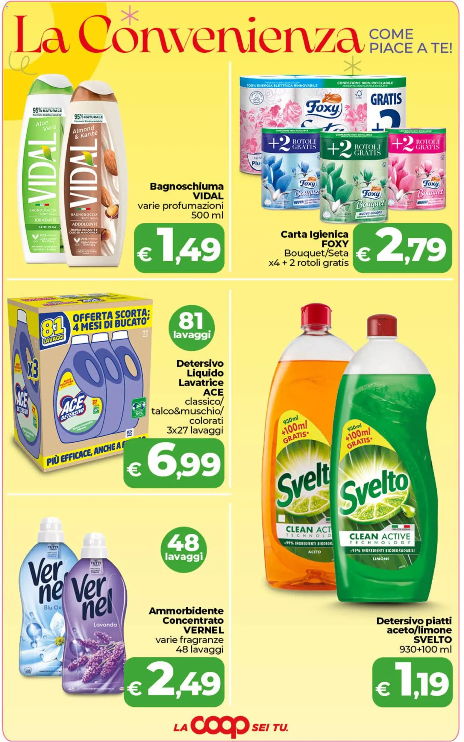 Volantino COOP del 09.06.2026 | Pagina: 5 | Prodotti: Ammorbidente, Lavatrice, Aceto, Aloe vera