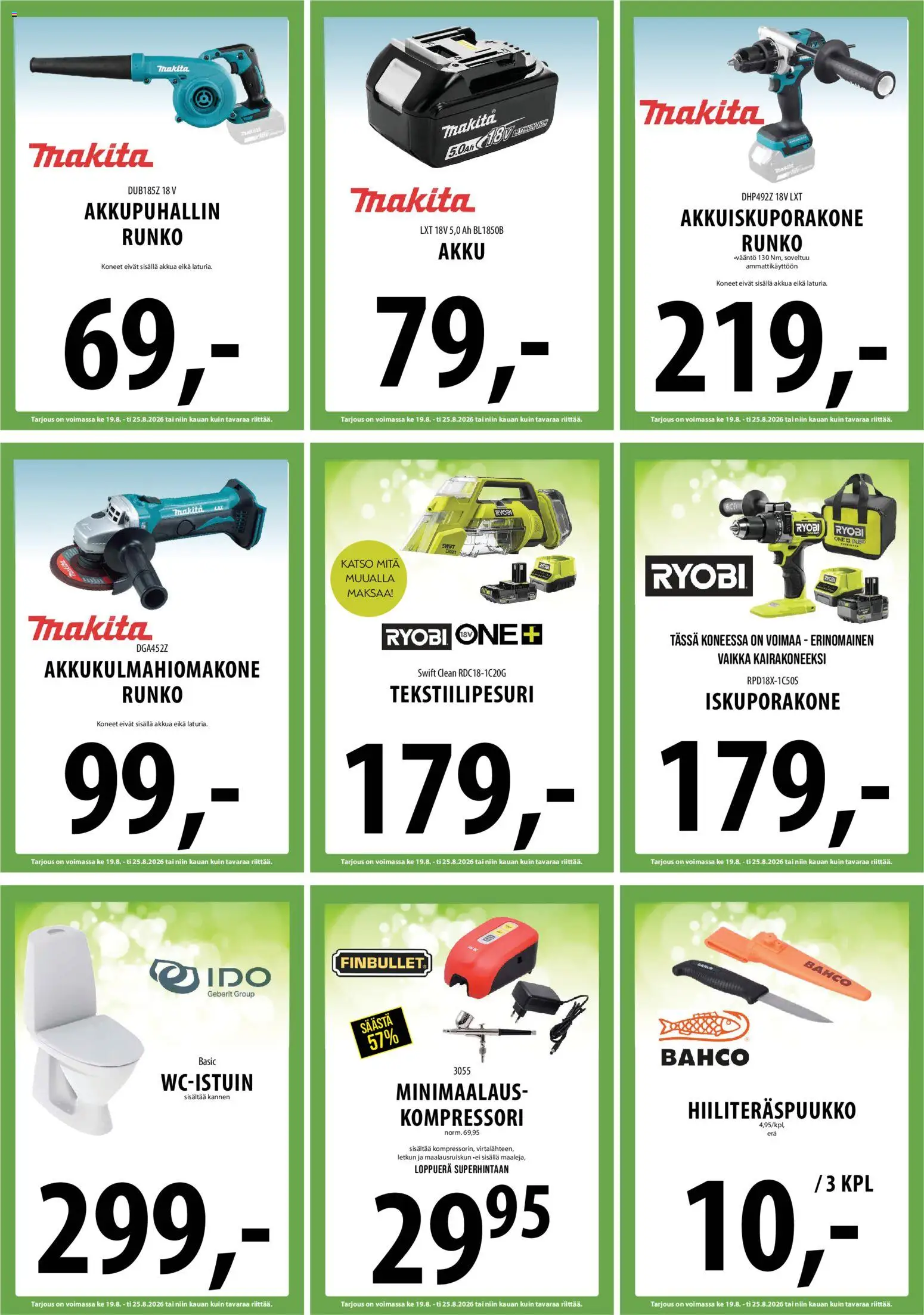 Tuuri tarjoukset – voimassa 19/08/2026 alkaen | Sivu: 20 | Tuotteet: Akku, Kompressori