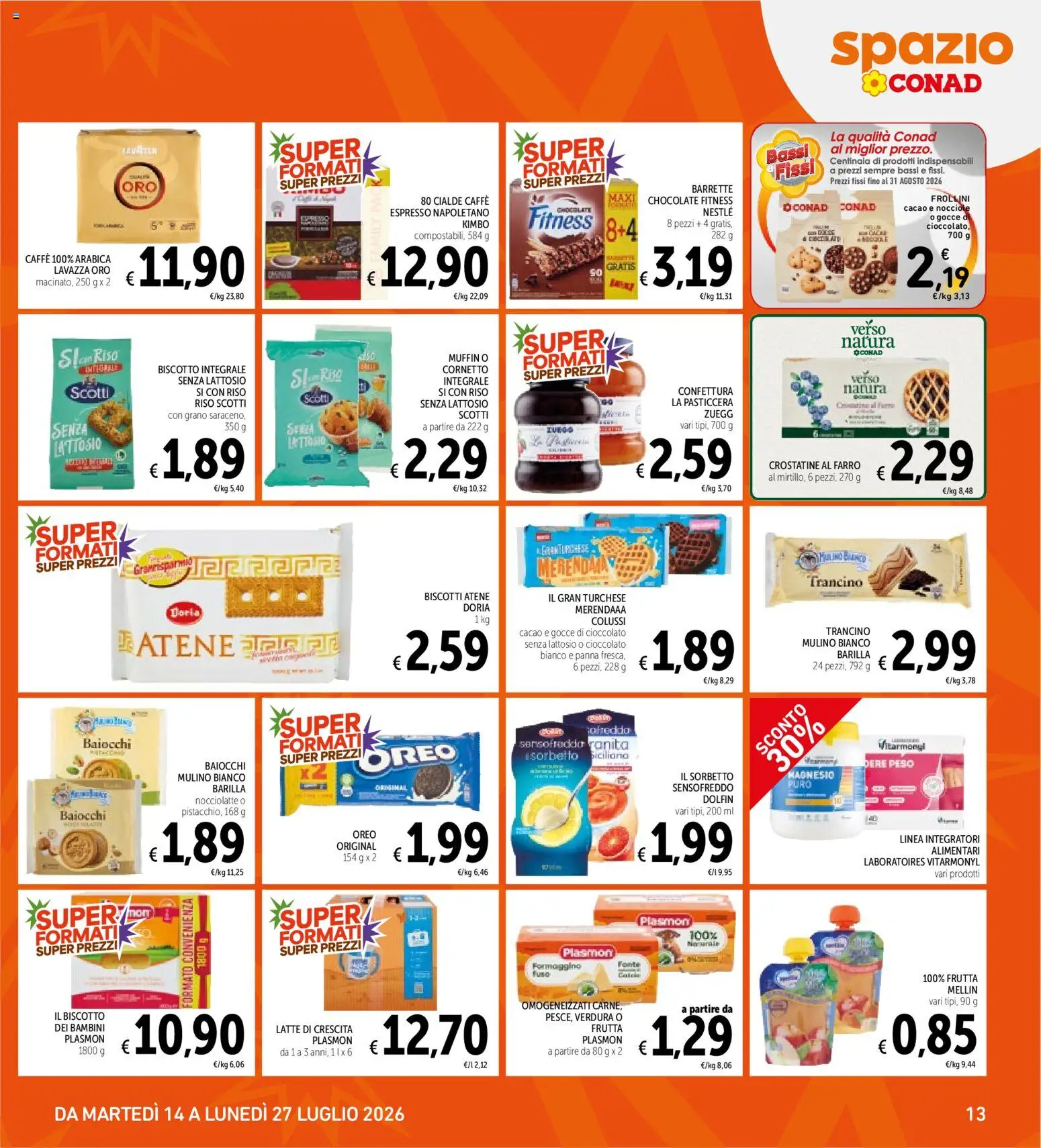 Volantino Spazio Conad del 14/07/2026 | Pagina: 13 | Prodotti: Cioccolato, Cornetto, Panna, Oreo