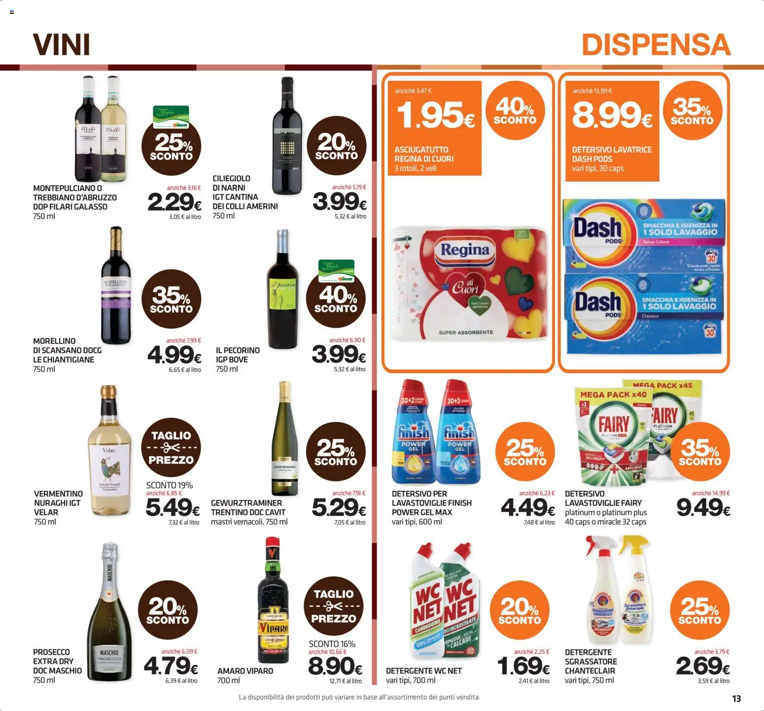 Volantino Superconti del 16/07/2026 | Pagina: 13 | Prodotti: Prosecco, Asciugatutto, Pecorino, Amaro