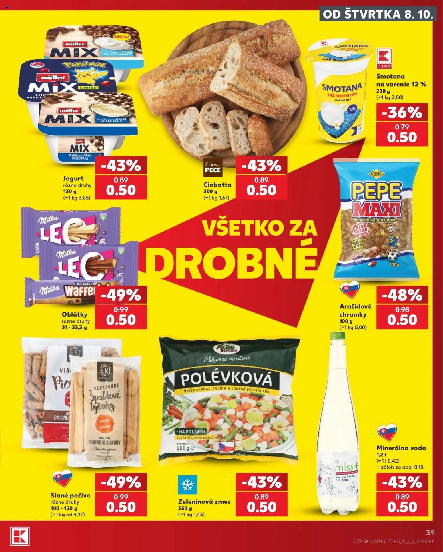 Kaufland SK akciós ujság - amely érvényes a következő dátumtól: 2026.10.08. | Oldal: 39 | Termékek: Milka, Müller, Ciabatta