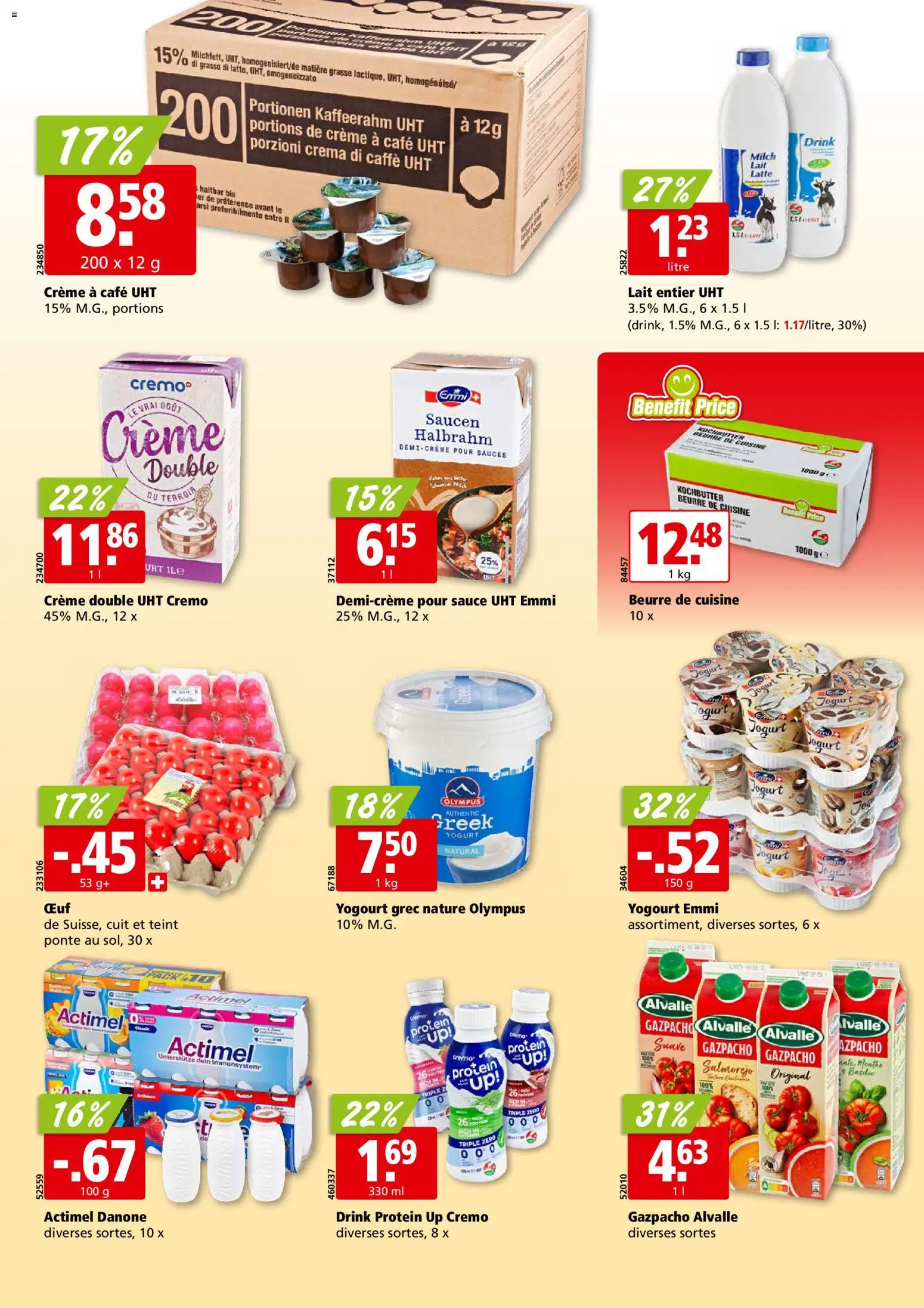 Aligro aktionen Chavannes, Matran, Genève, Sion – gültig ab 20.07.2026 | Seite: 14 | Produkte: Actimel, Milch, Creme