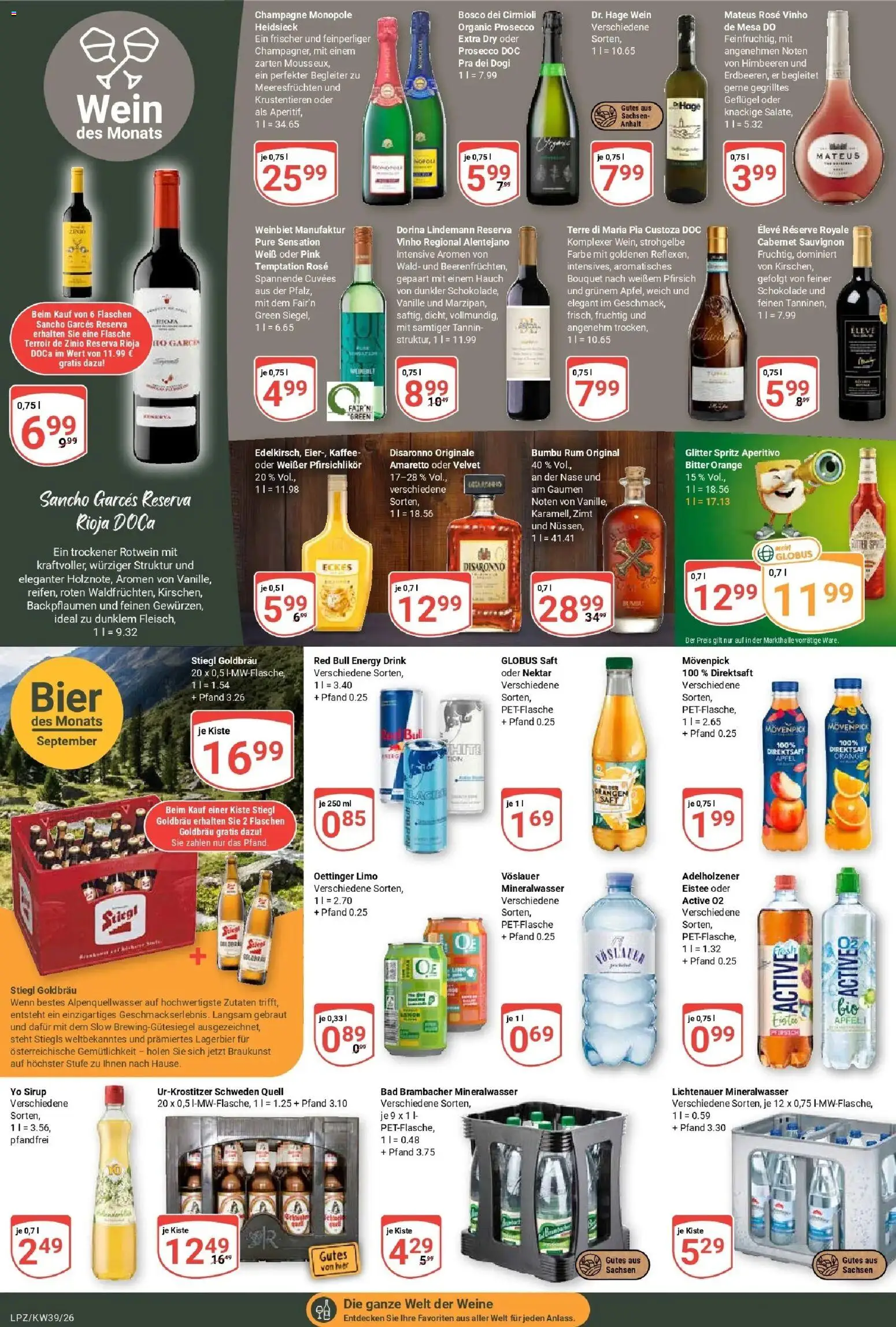 Globus Prospekt Leipzig (ab 21.09.2026) » Angebote online | Seite: 23 | Produkte: Himbeeren, Red bull, Äpfel, Pfirsich