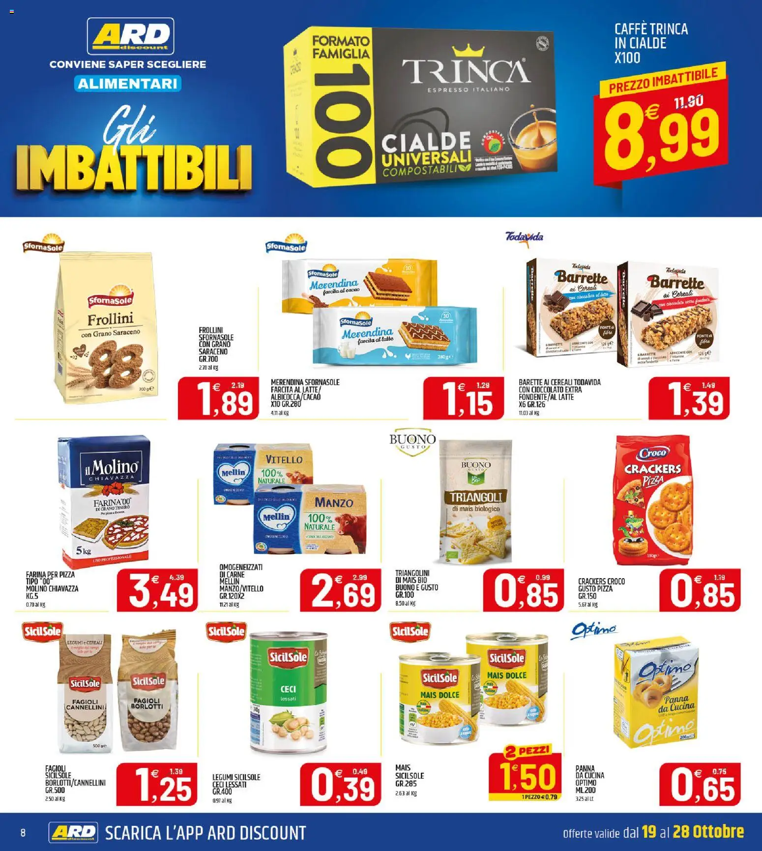 Volantino ARD Discount del 19/10/2026 | Pagina: 8 | Prodotti: Cioccolato, Cannellini, Latte, Panna da cucina