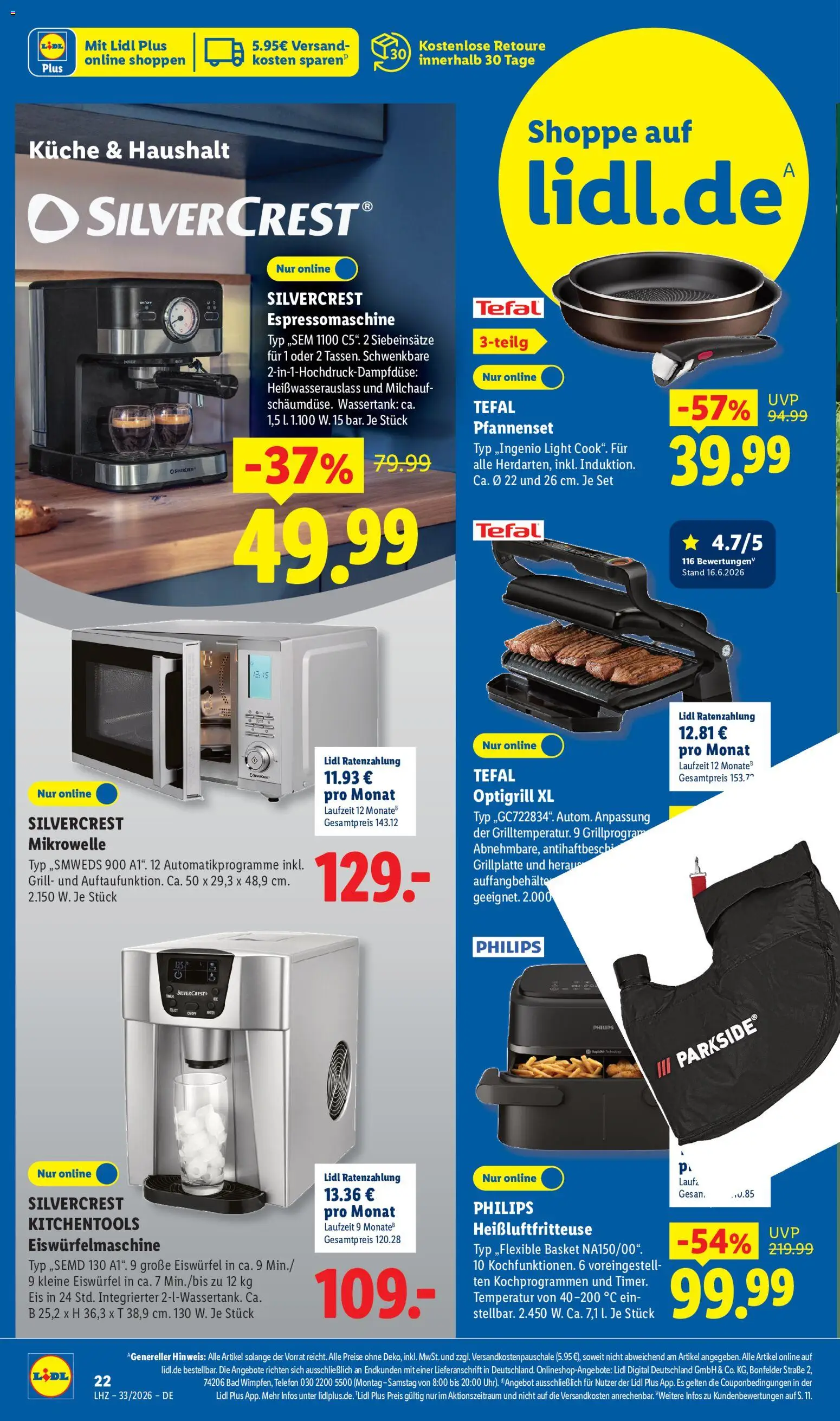 Lidl Německo leták od 10.08.2026 | Strana: 22 | Produkty: Telefon, Tefal