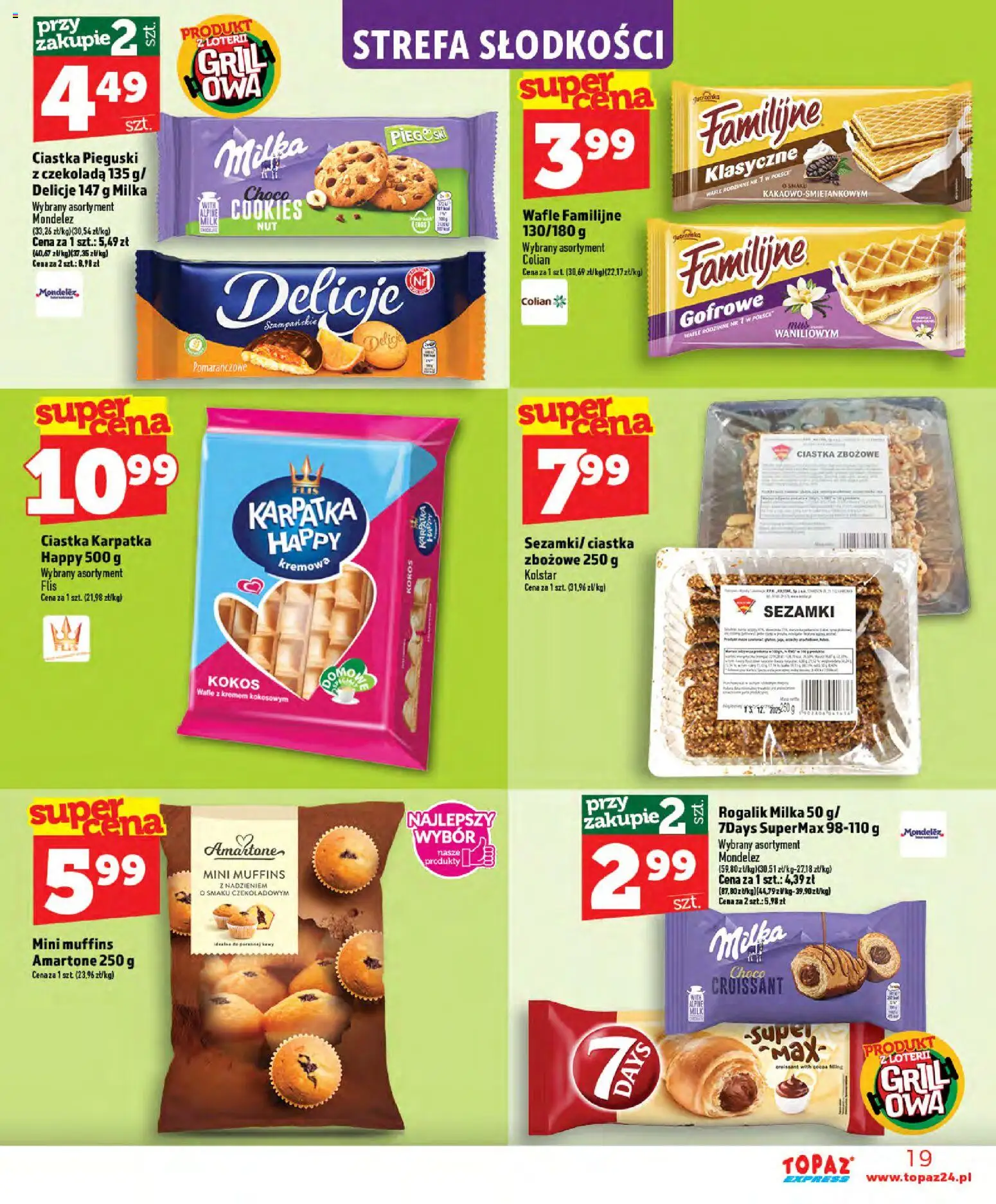 Topaz gazetka - Express od 11.06.2026 | Strona: 19 | Produkty: Wafle, Grill, Ciastka zbożowe, Czekolada