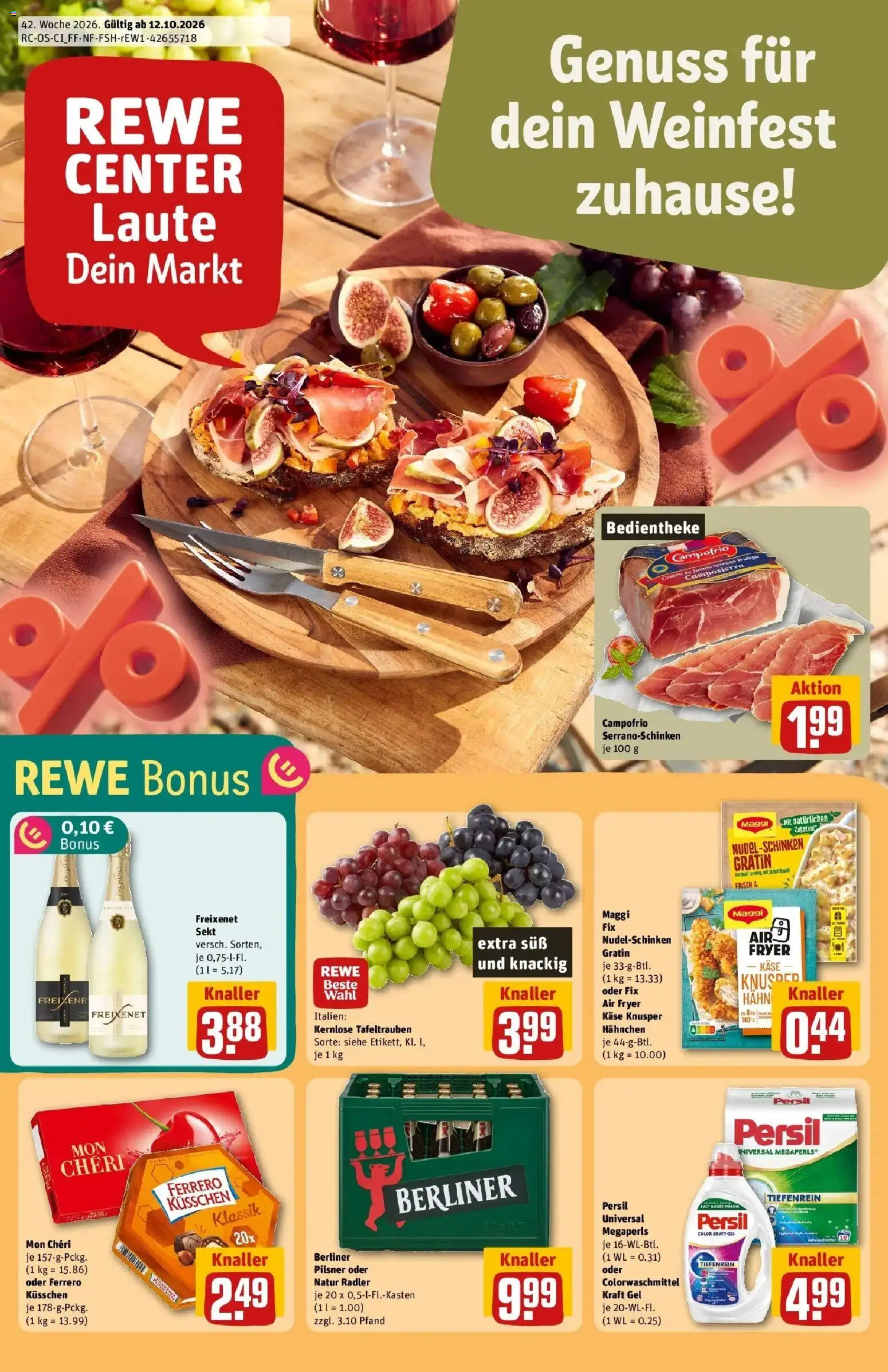 REWE Prospekt ab 12.10.2026 zum Blättern » Angebote | Seite: 1 | Produkte: Maggi, Käse, Sekt, Persil