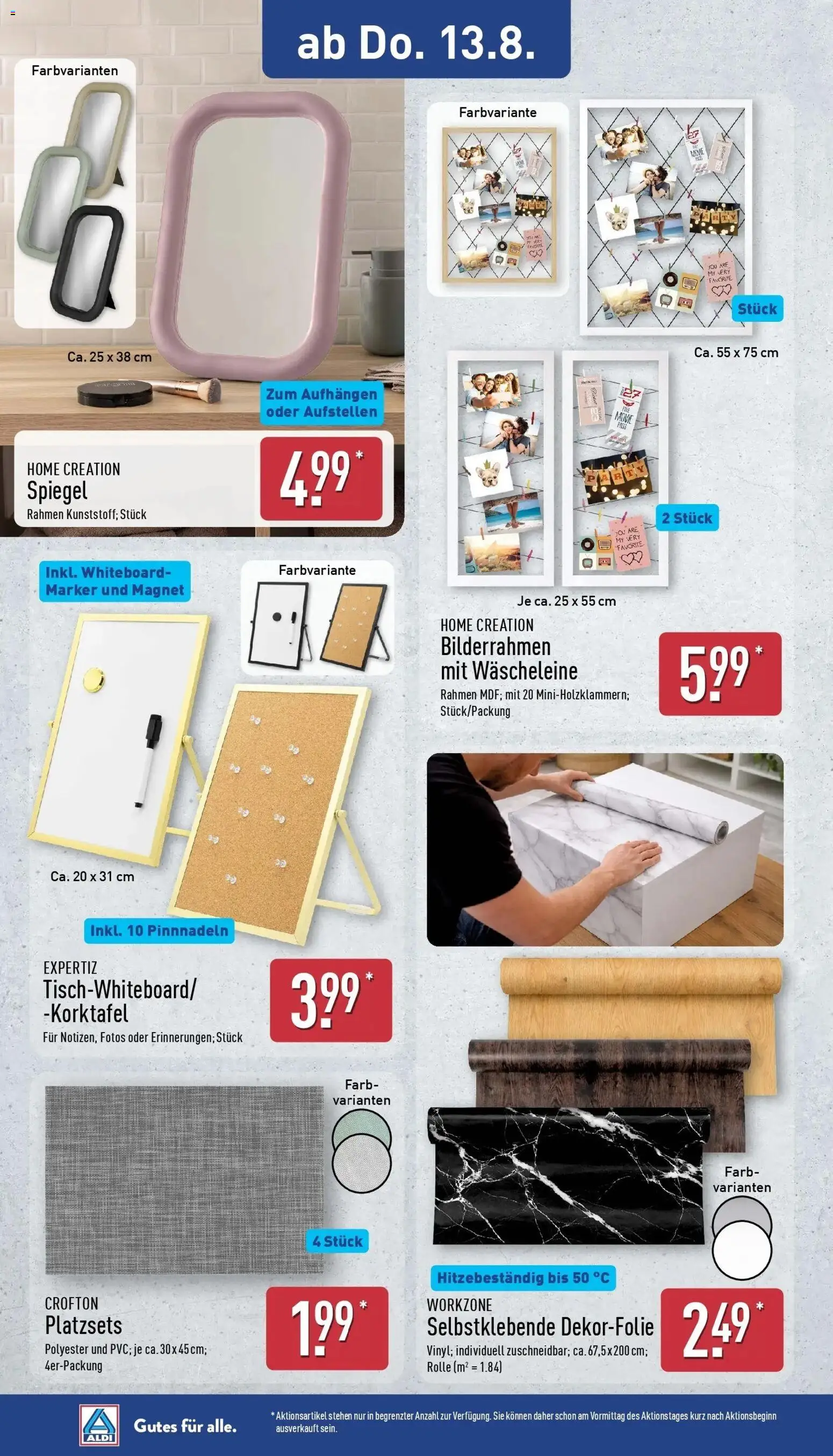 Aldi Wochenangebote (ab 10.08.2026) » Angebote Online | Seite: 24 | Produkte: Spiegel, Bilderrahmen, Home creation