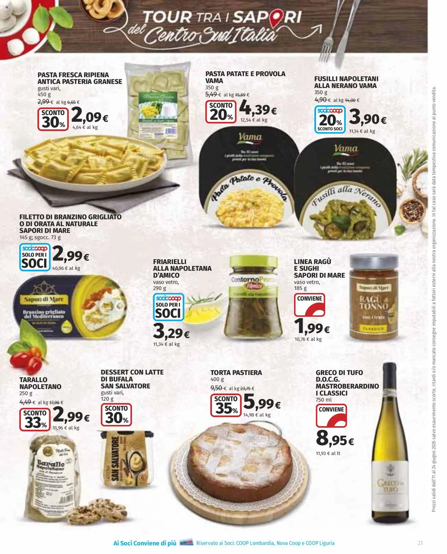 Volantino COOP del 11.06.2026 | Pagina: 21 | Prodotti: Pasta, Ragú, Tonno, Provola