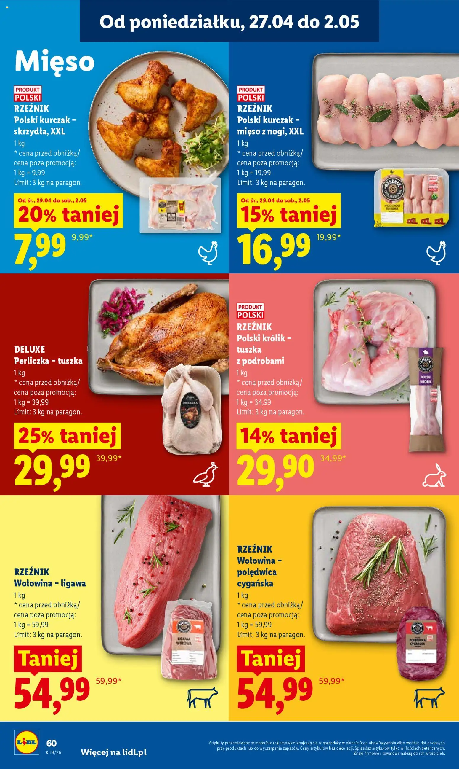 Lidl gazetka od 29.04.2026 | Strona: 60 | Produkty: Kurczak, Mięso, Wołowina, Perliczka