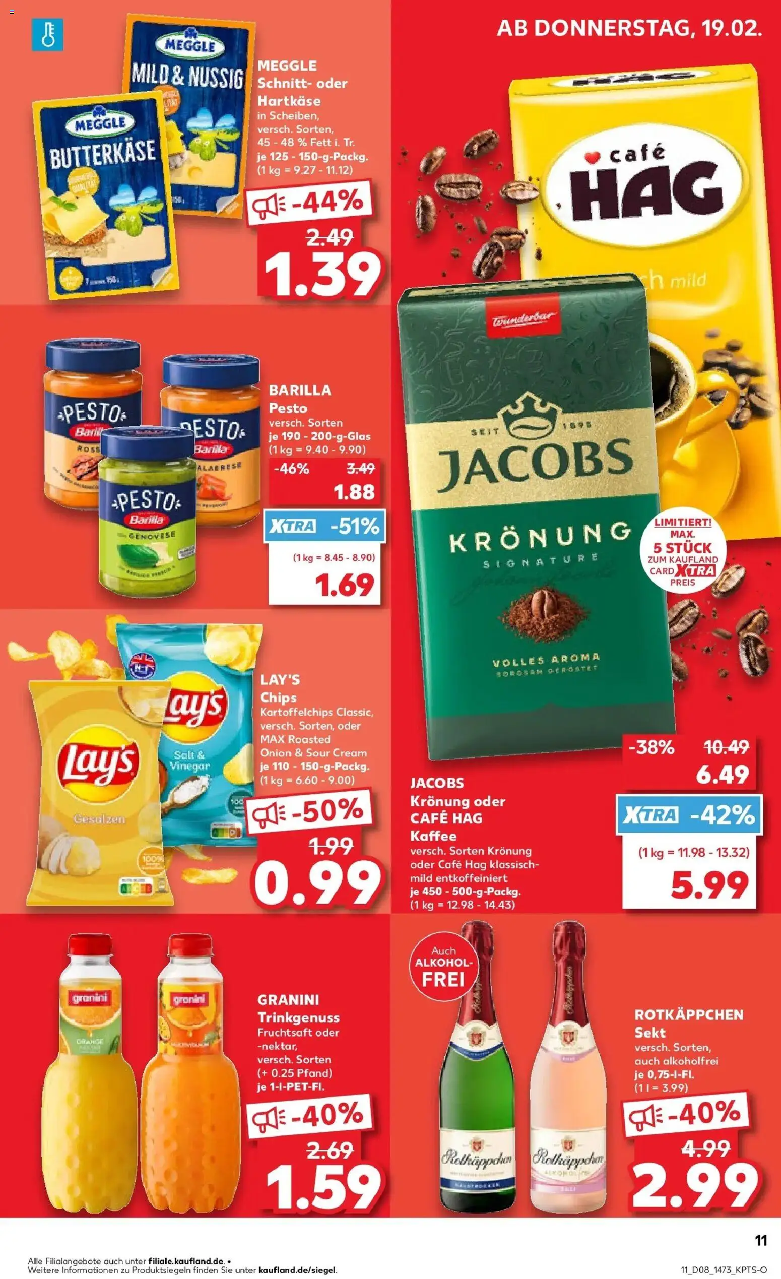Kaufland prospekt Dresden	 – gültig ab 22.02.2026 | Seite: 11 | Produkte: Rotkappchen sekt, Kaffee, Granini, Chips