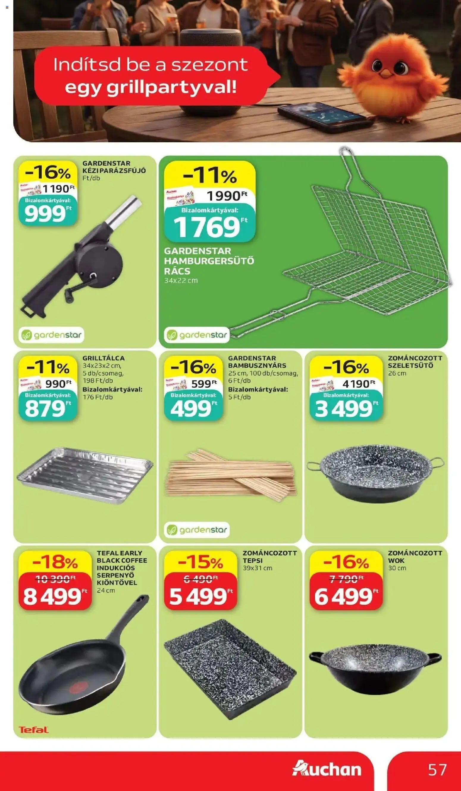 Auchan akciós ujság - amely érvényes a következő dátumtól: 28.05.2026 | Oldal: 57 | Termékek: Grilltálca, Tefal, Serpenyő