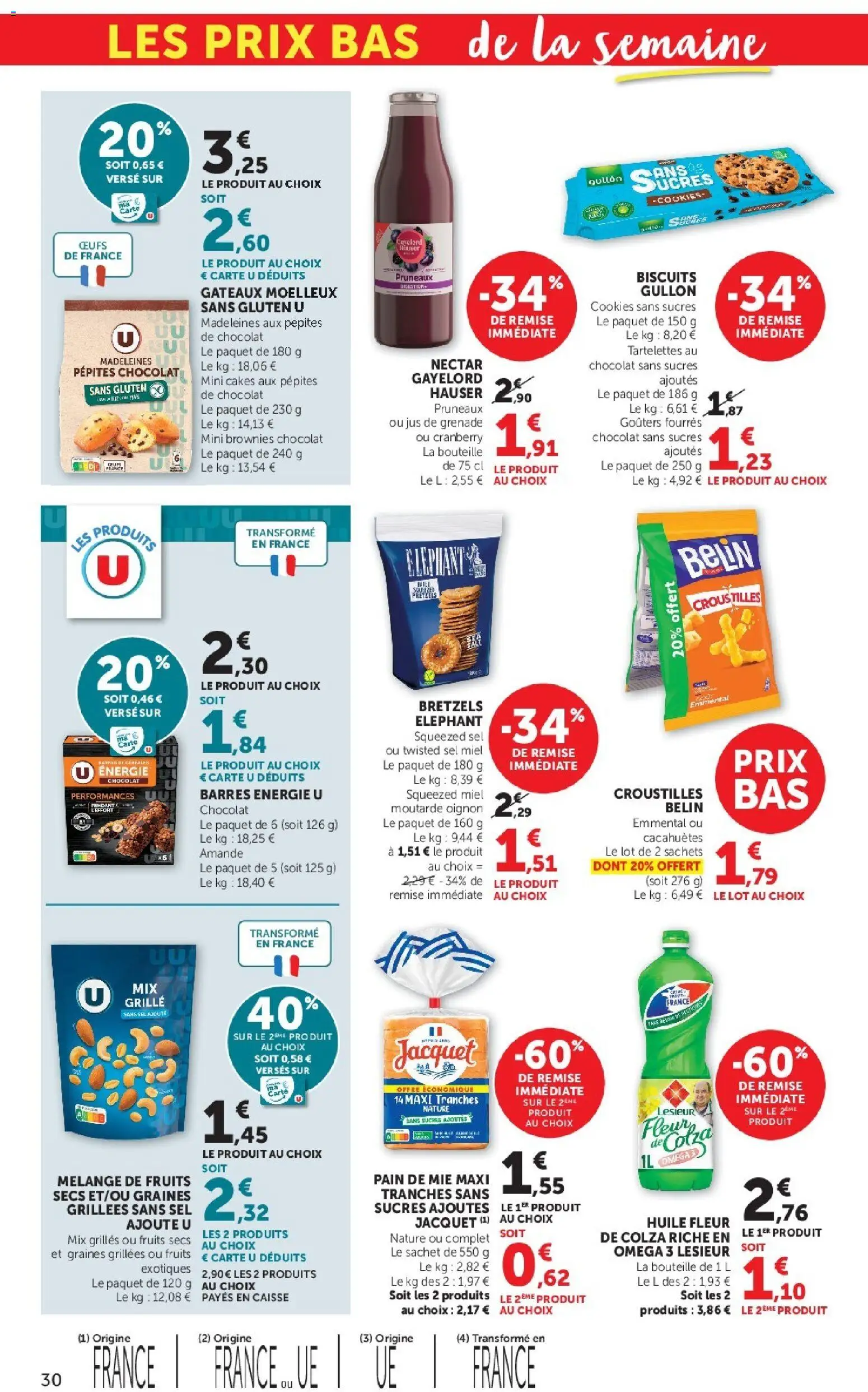 {H1} | Page: 30 | Produits: Emmental, Huile, Moutarde, Bretzels