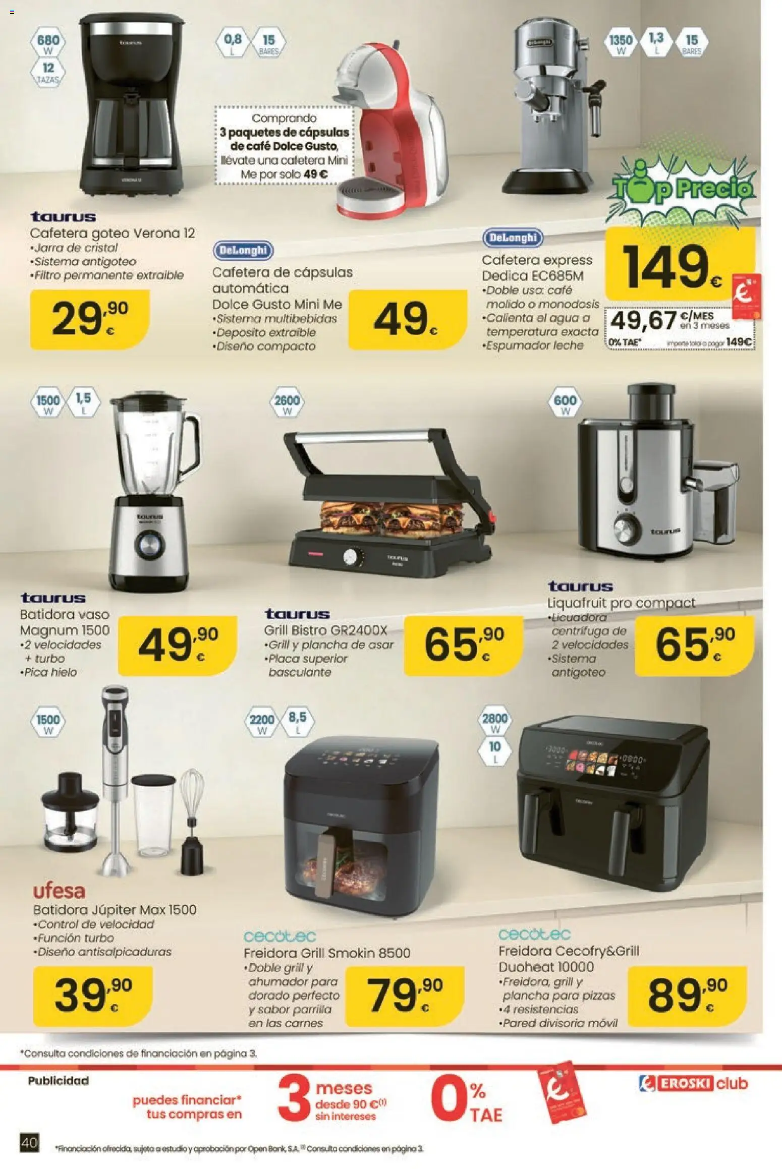 Eroski Oh! Oferta Pontevedra │ válido desde el 11.06.2026 | Página: 40 | Productos: Parrilla, Cafetera, Plancha, Batidora