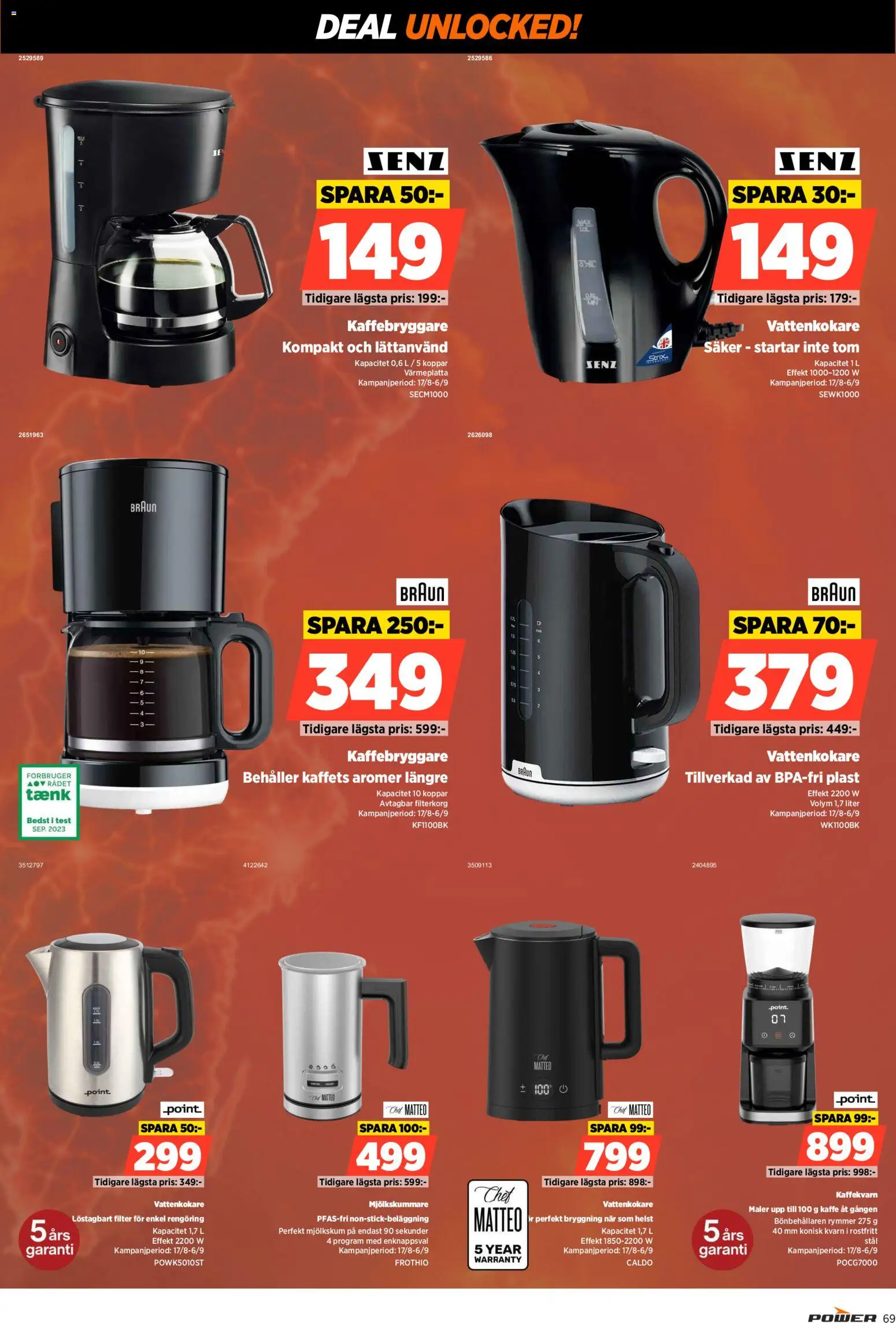 Power reklamblad aktuell från 31/08/2026 | Sida: 69 | Produkter: Kaffebryggare, Vattenkokare, Kaffekvarn, Koppar