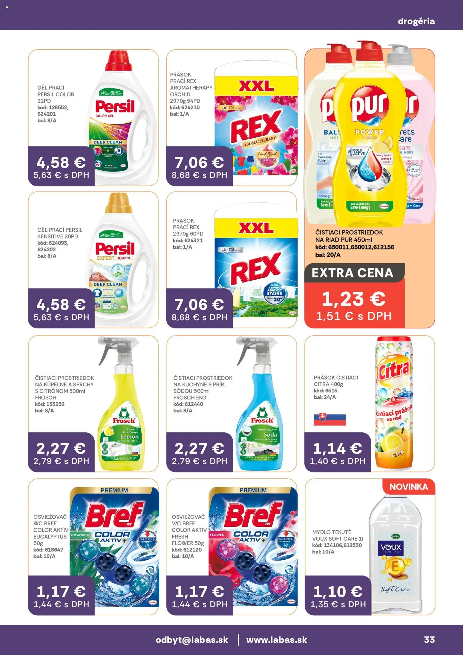 Nové Labaš akcie – leták je platný od 08.05.2026 | Strana: 33 | Produkty: Persil, Wc, Mydlo, Čistiaci prostriedok