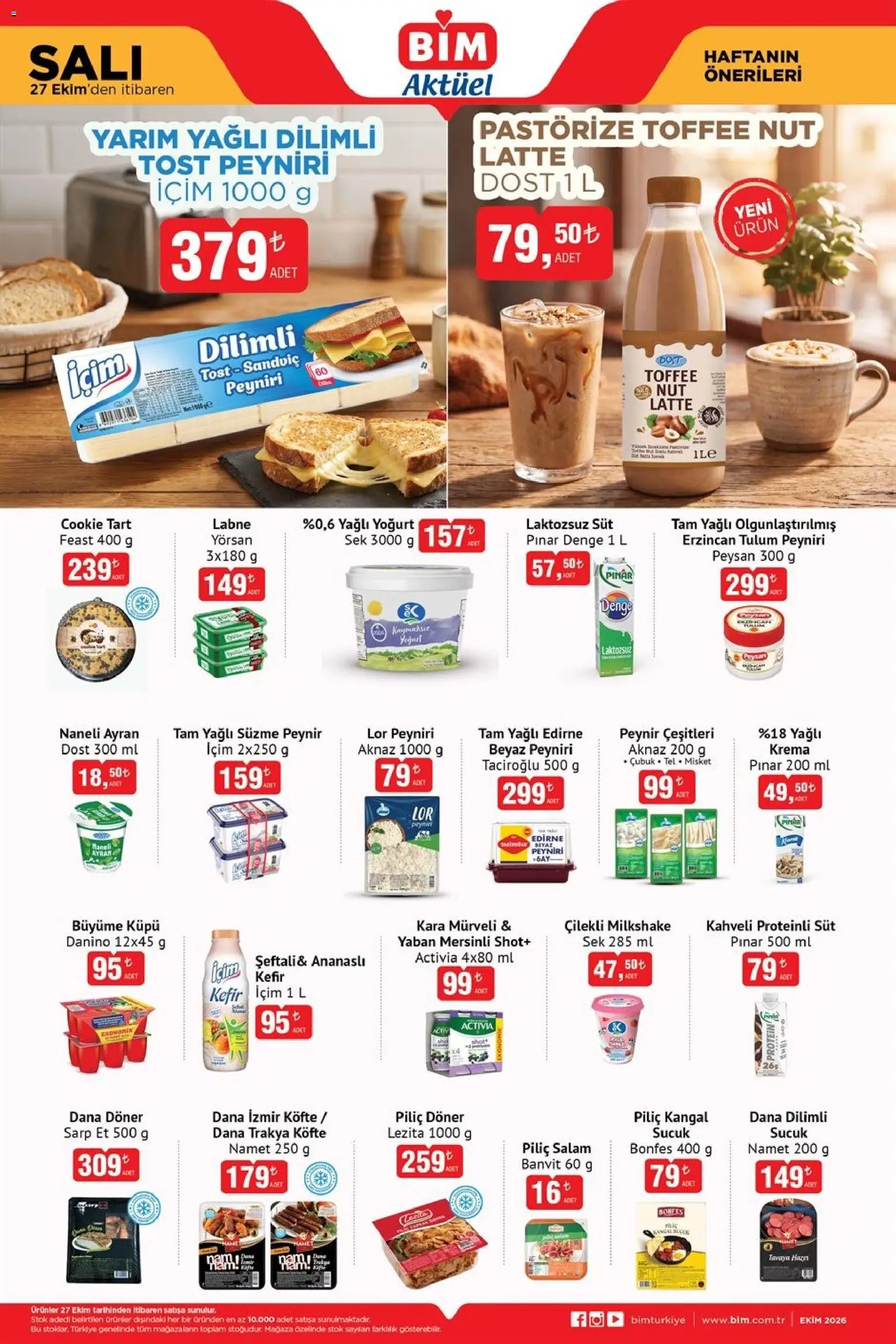 BİM - Katalog Salı - 27 Ekim 2026 tarihinden itibaren geçerlidir | Sayfa: 3 | Ürünler: Kefir, Süt, Tulum, Piliç
