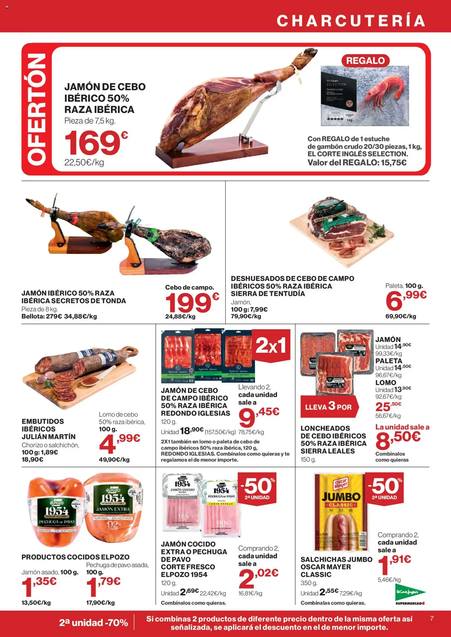 El Corte Inglés solo 3 días │ válido desde el 21/07/2026 | Página: 7 | Productos: Jamón, Jamón cocido, Té, Νυχτικό