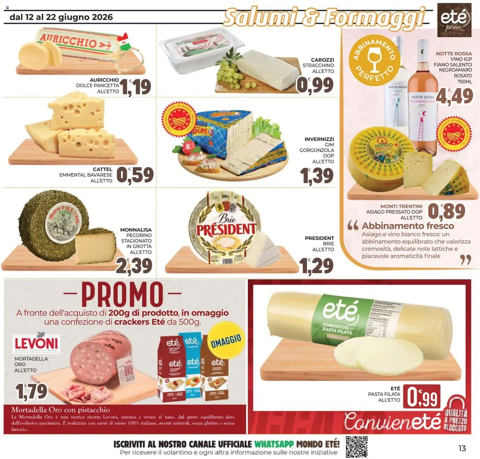 Volantino Eté del 12.06.2026 | Pagina: 13 | Prodotti: Pancetta, Pecorino, Emmental, Vino bianco