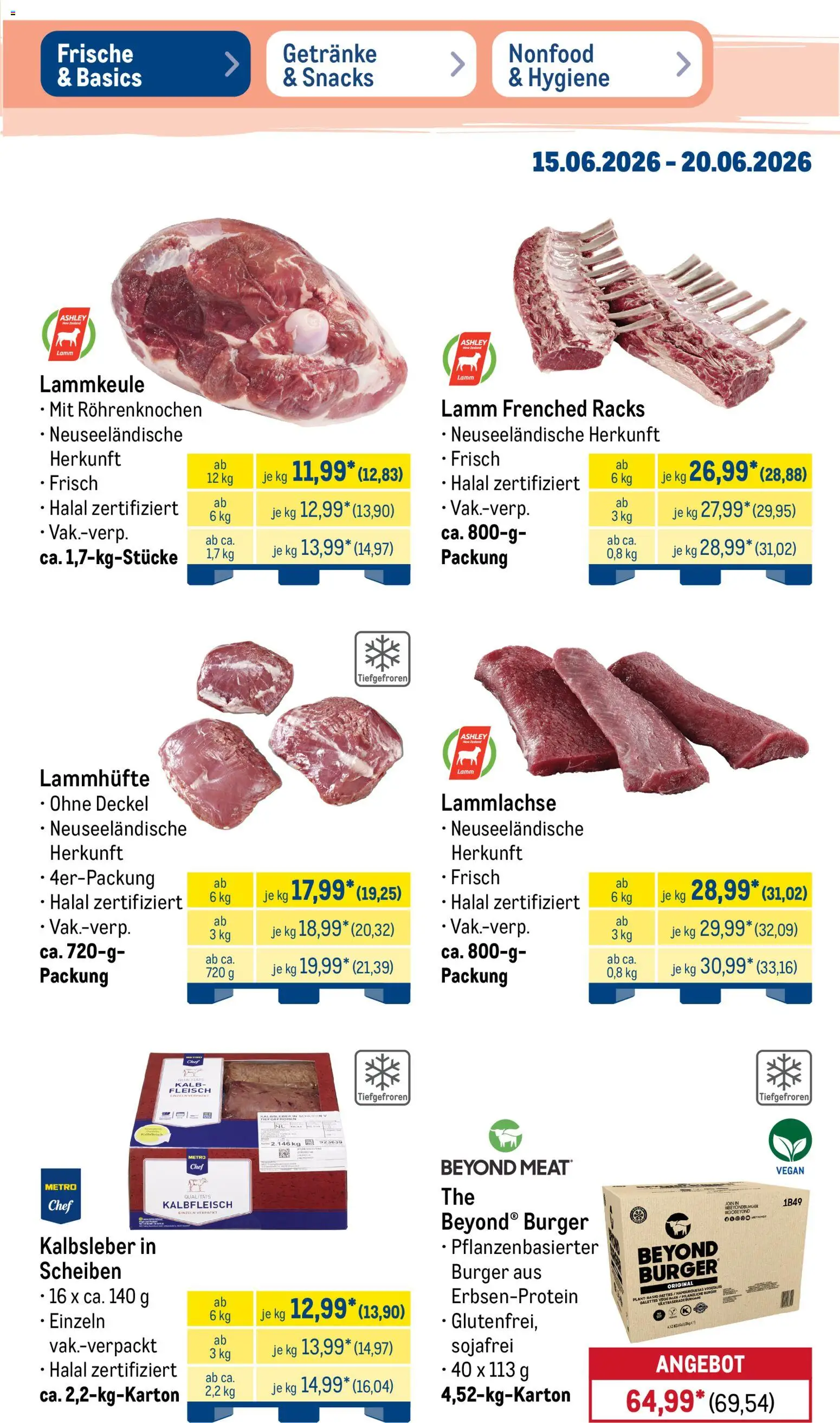 Metro Prospekt – gültig ab 15.06.2026 | Seite: 7 | Produkte: Lammkeule, Burger, Kalbsleber, Fleisch