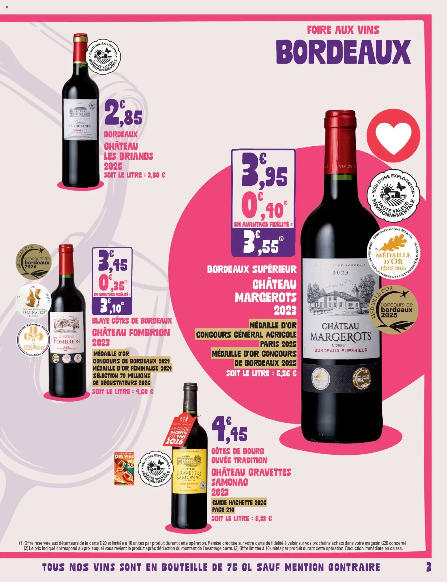 {H1} | Page: 3 | Produits: Blaye côtes de Bordeaux, Bordeaux superieur, Bouteille, Vin