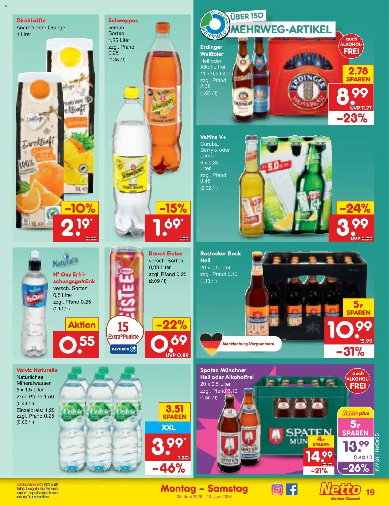 Netto Marken-Discount Prospekt Kröpelin – gültig ab 08.06.2026 | Seite: 31 | Produkte: Erdinger, Weißbier, Mineralwasser, Veltins