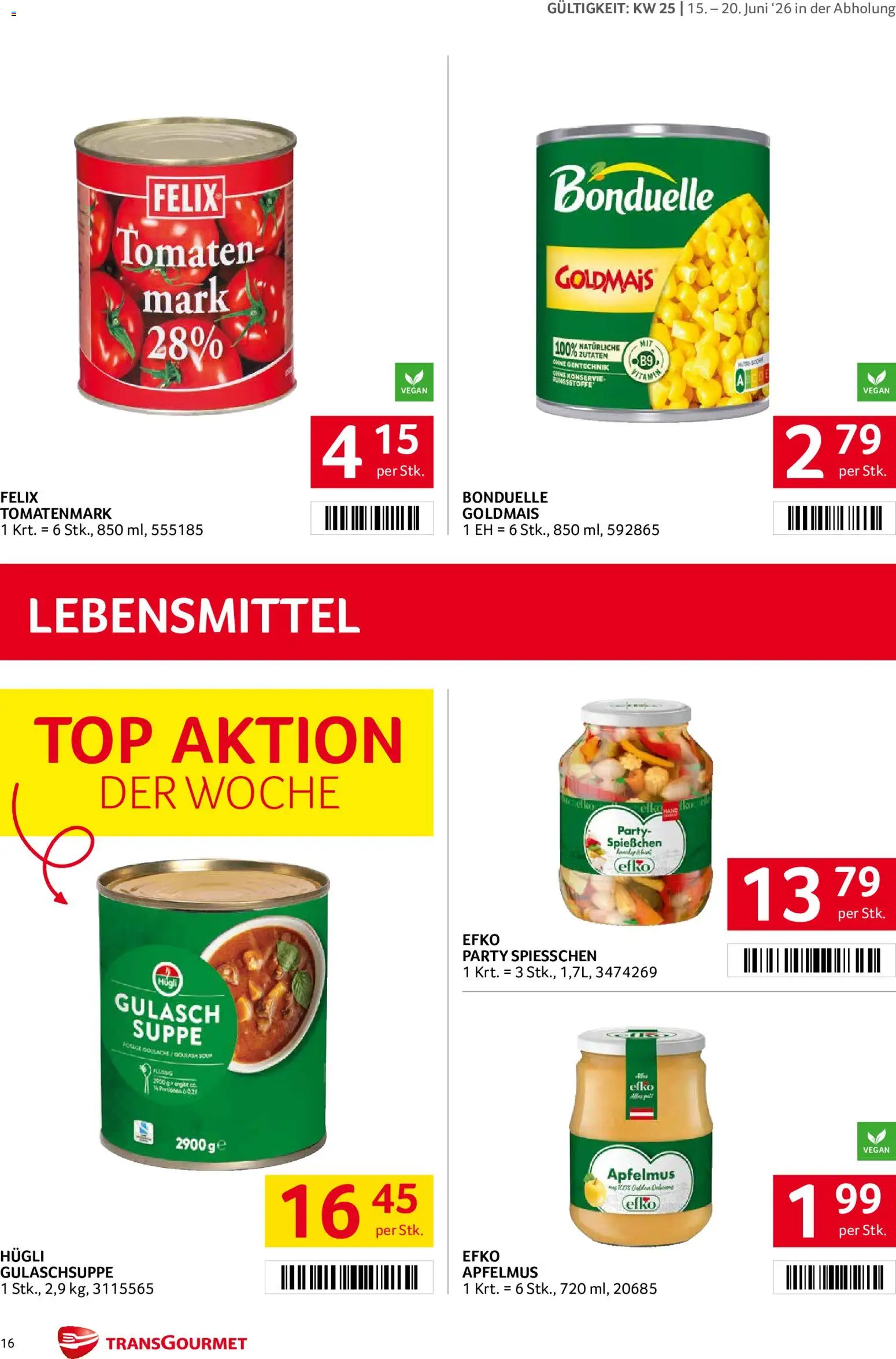 Transgourmet Flugblatt gültig ab 15.06.2026 | Seite: 16 | Produkte: Libacomb, Tomaten