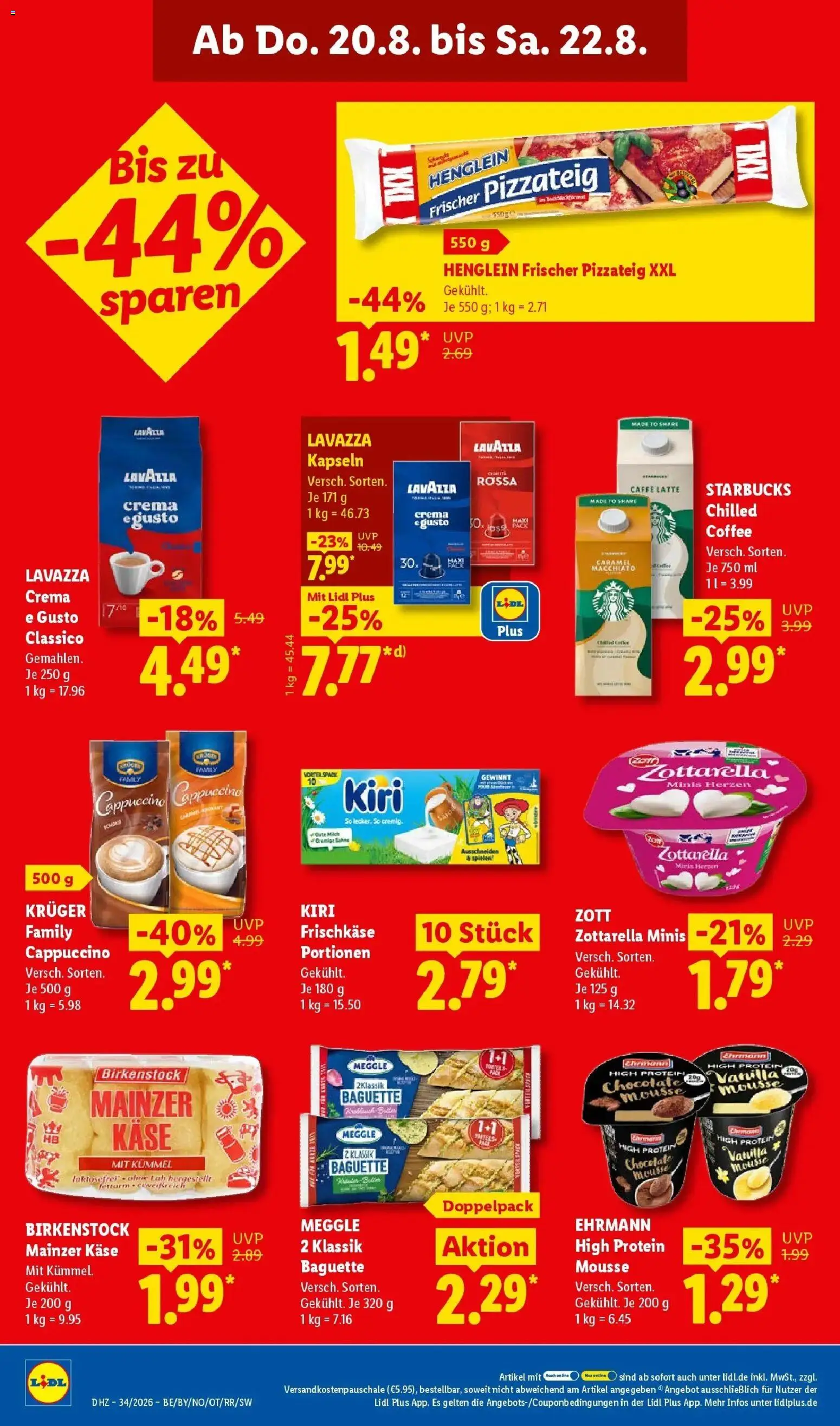 Lidl Prospekt Mahlow (ab 17.08.2026) zum Blättern » Angebote | Seite: 66 | Produkte: Mozzarella, Starbucks, Baguette, Pizza