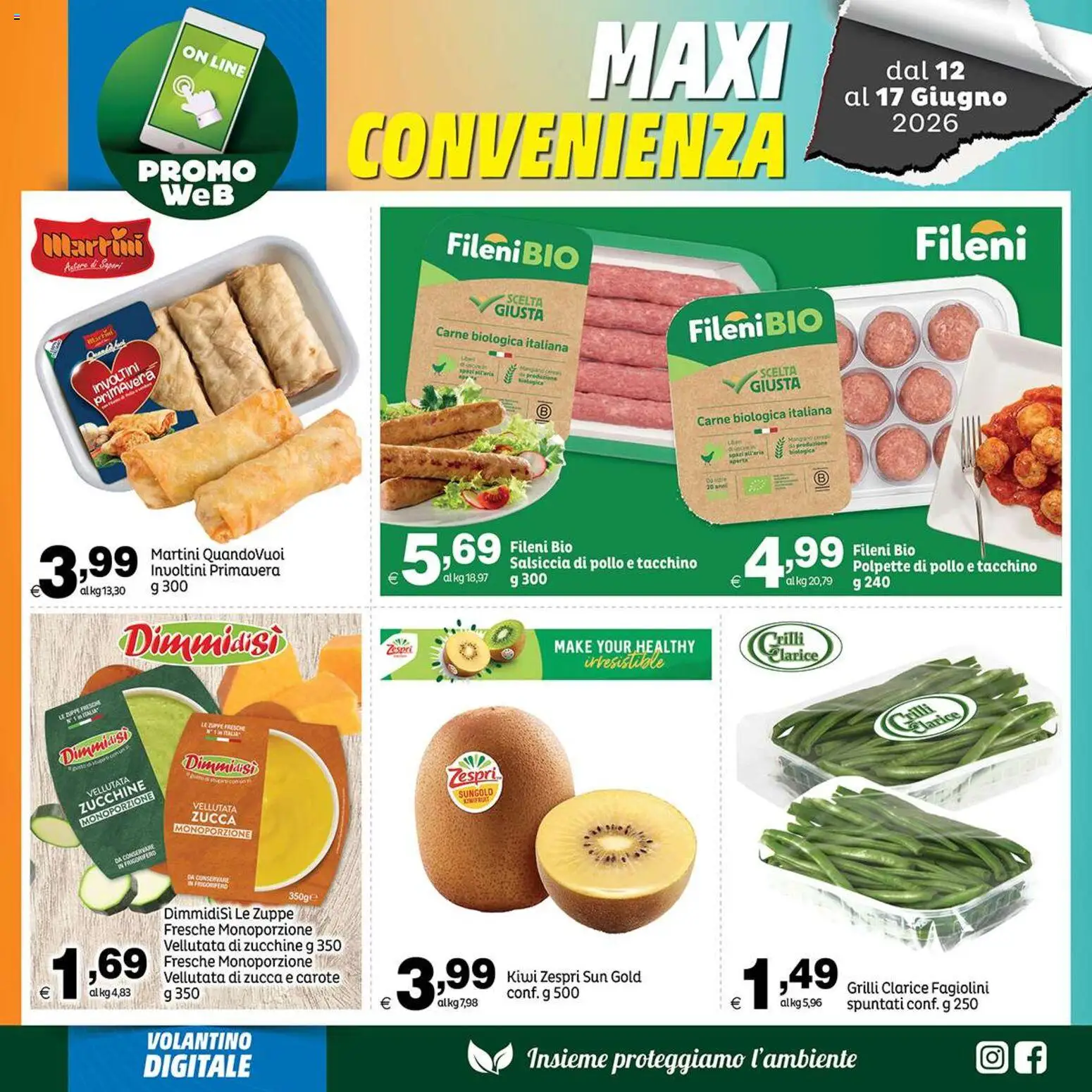 Volantino Elite Supermercati del 12.06.2026 | Pagina: 7 | Prodotti: Carote, Salsiccia, Zucca, Fagiolini