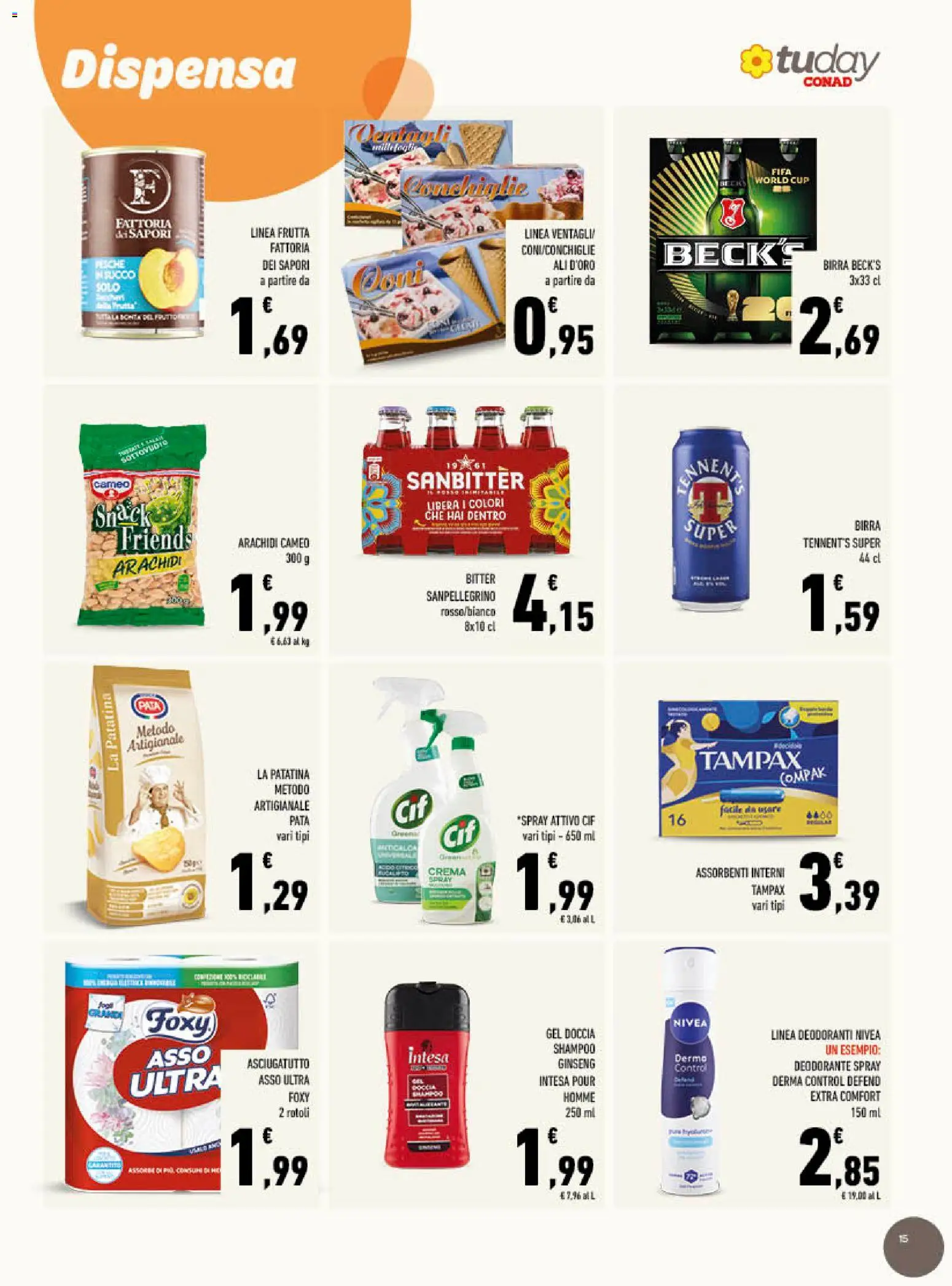 Volantino Conad del 01/07/2026 | Pagina: 15 | Prodotti: Shampoo, Tennent's, Succo, Frutta