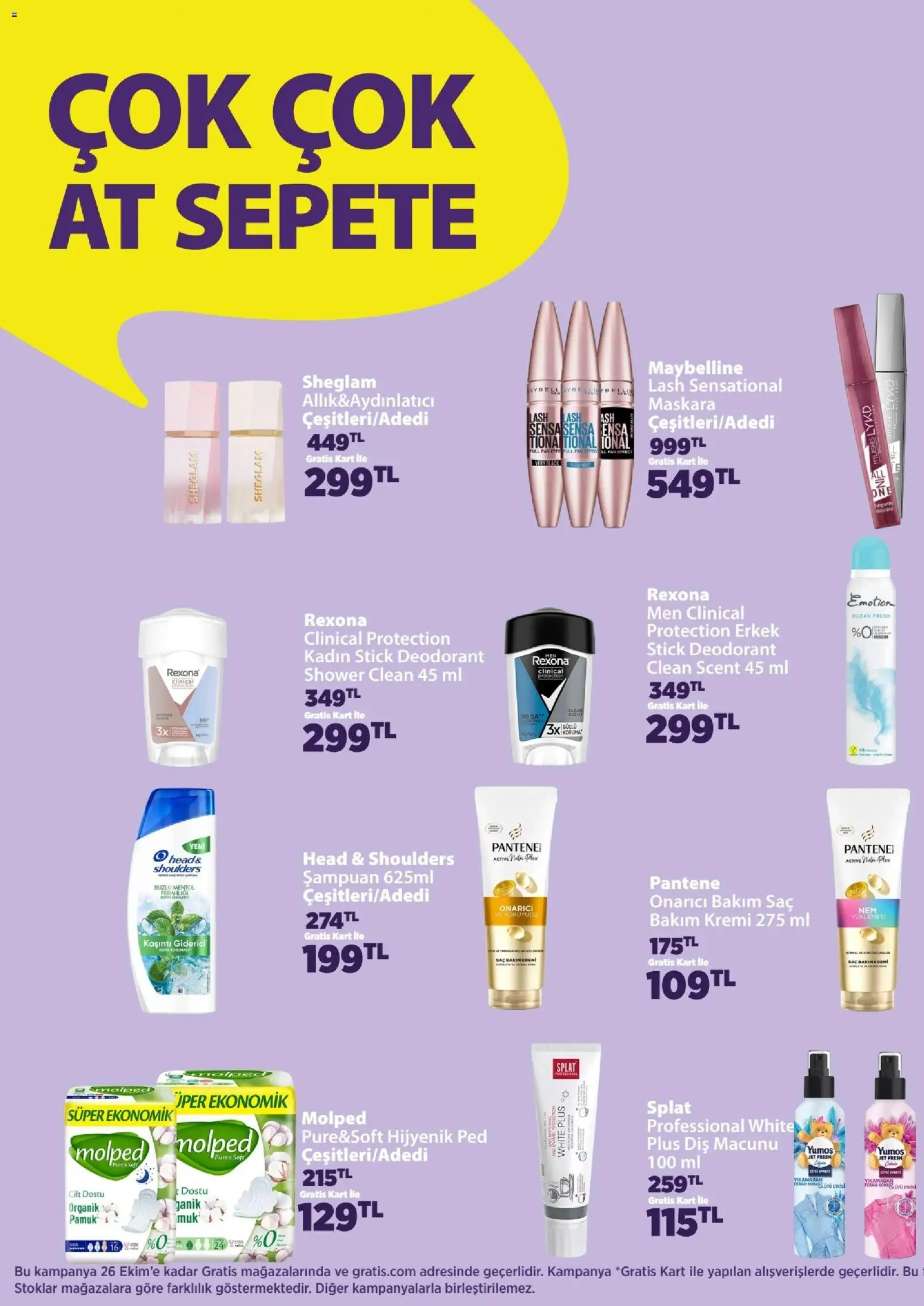 Gratis Katalog - 28 Eylül 2026 tarihinden itibaren geçerlidir | Sayfa: 4 | Ürünler: Hijyenik ped, Şampuan, Deodorant, Diş macunu