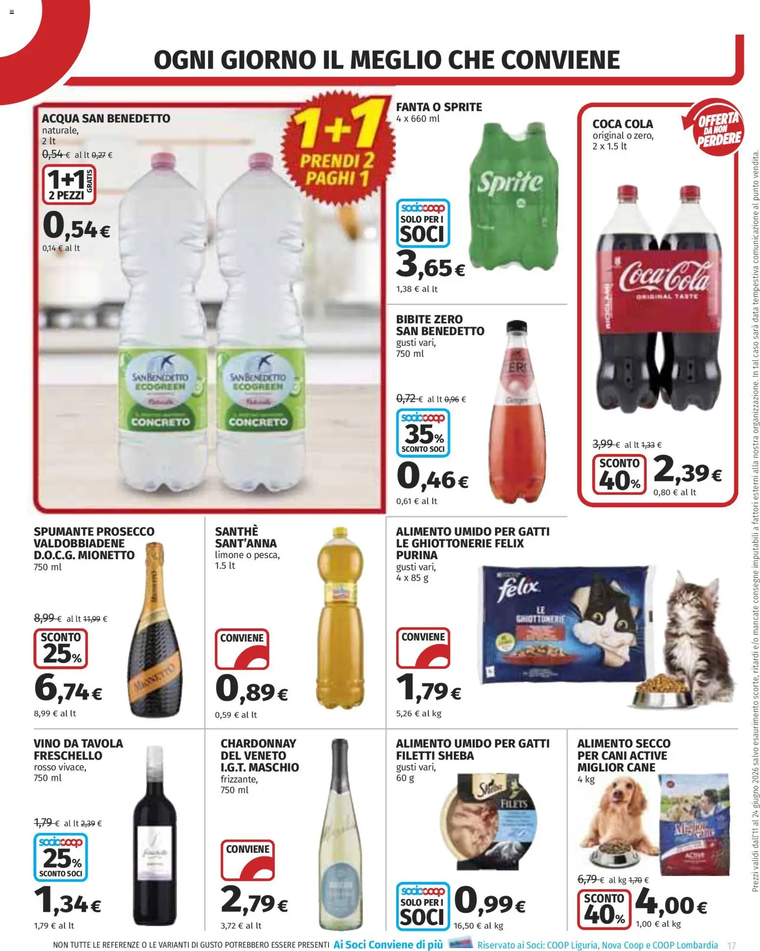 Volantino COOP del 11.06.2026 | Pagina: 17 | Prodotti: Prosecco, Spumante, Bibite, Coca Cola