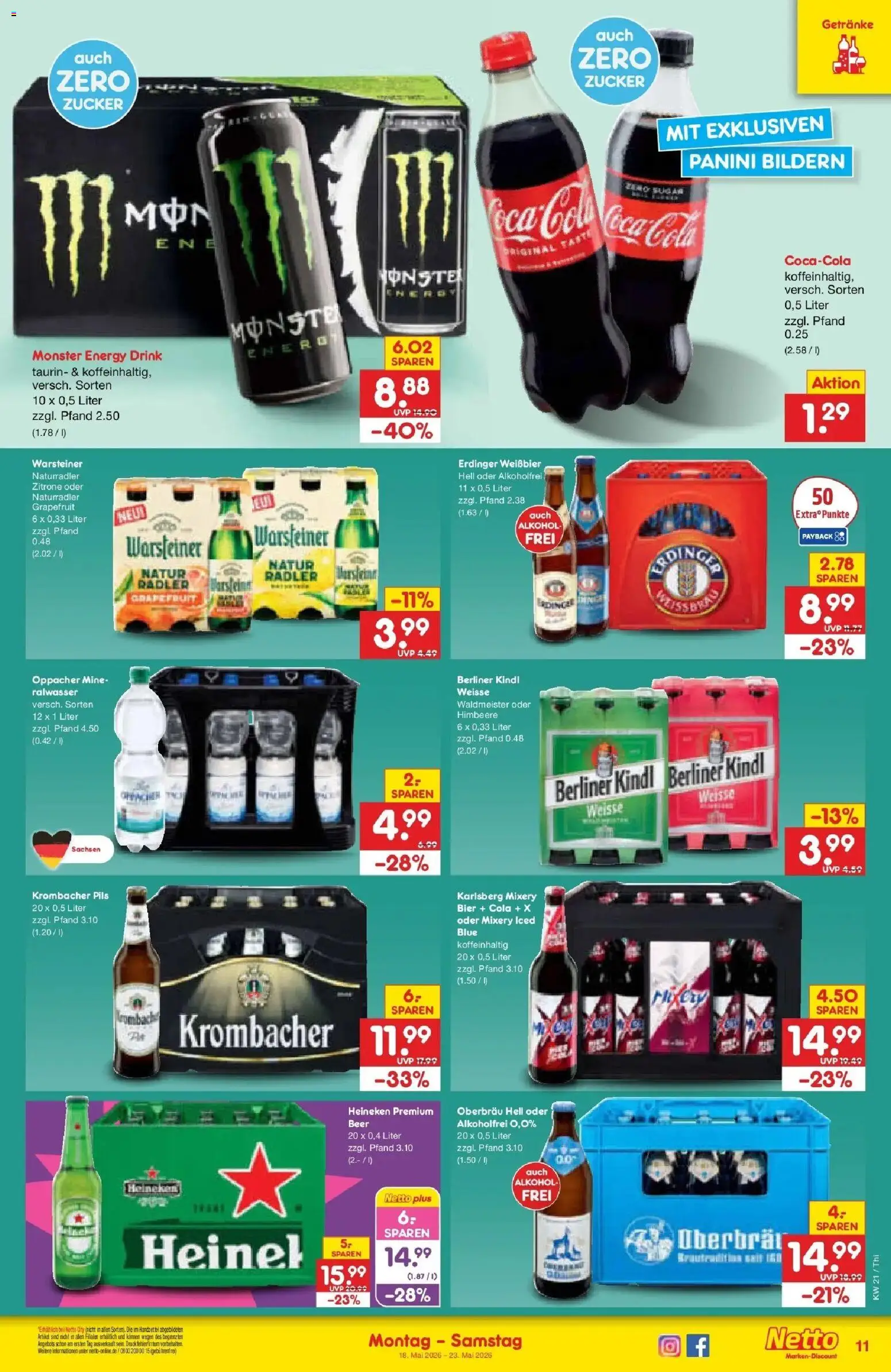 Netto Marken-Discount Prospekt Pirna	 – gültig ab 17.05.2026 | Seite: 11 | Produkte: Cola, Energy, Weißbier, Krombacher