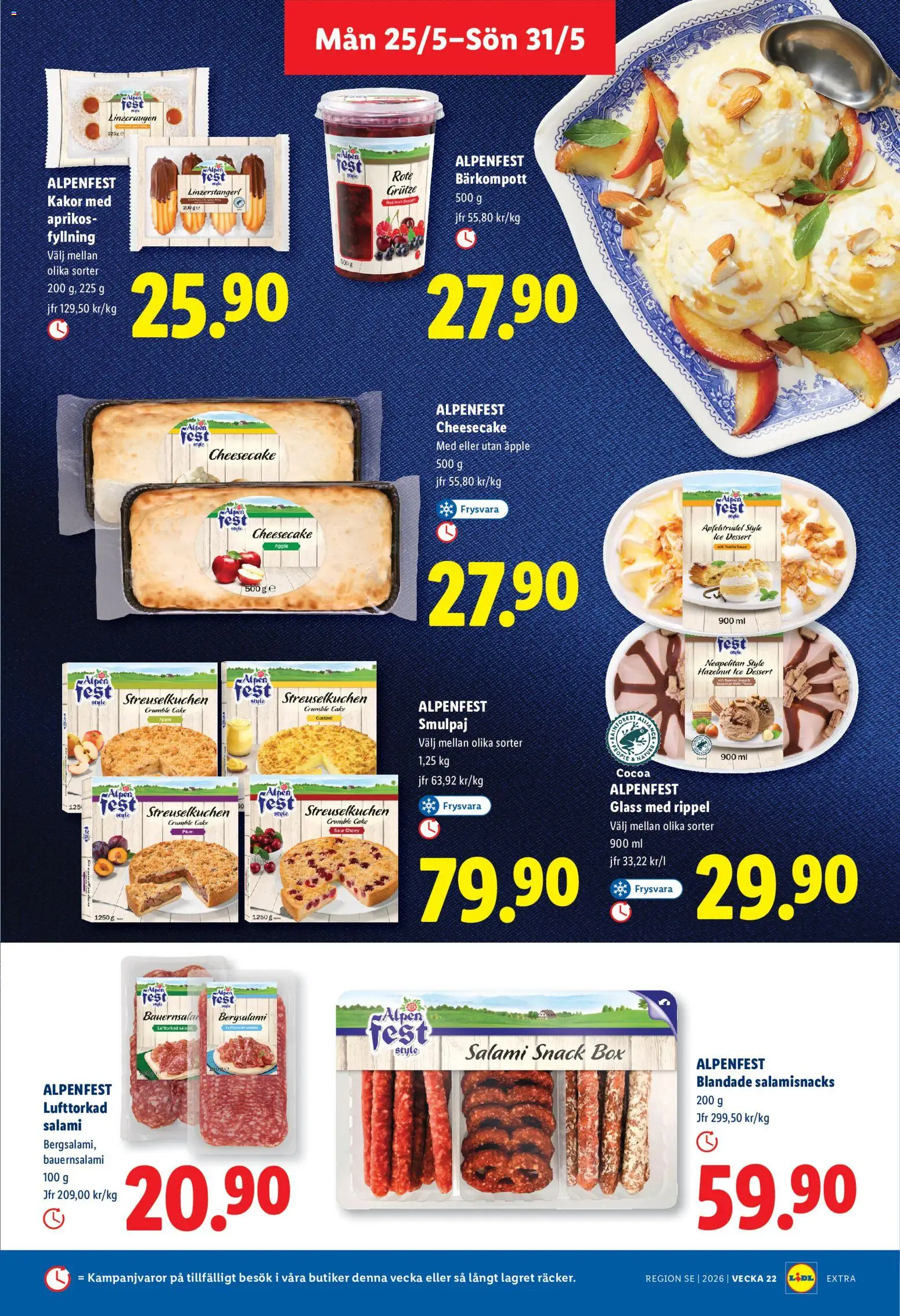 Lidl reklamblad aktuell från 25.05.2026 | Sida: 12 | Produkter: Salami, Äpple, Glass