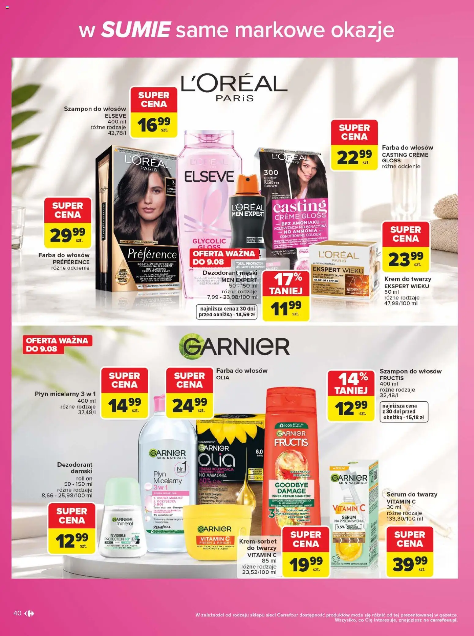 Carrefour gazetka - Same markowe okazje od 03.08.2026 | Strona: 40 | Produkty: Szampon, Dezodorant, Krem do twarzy, Serum do twarzy