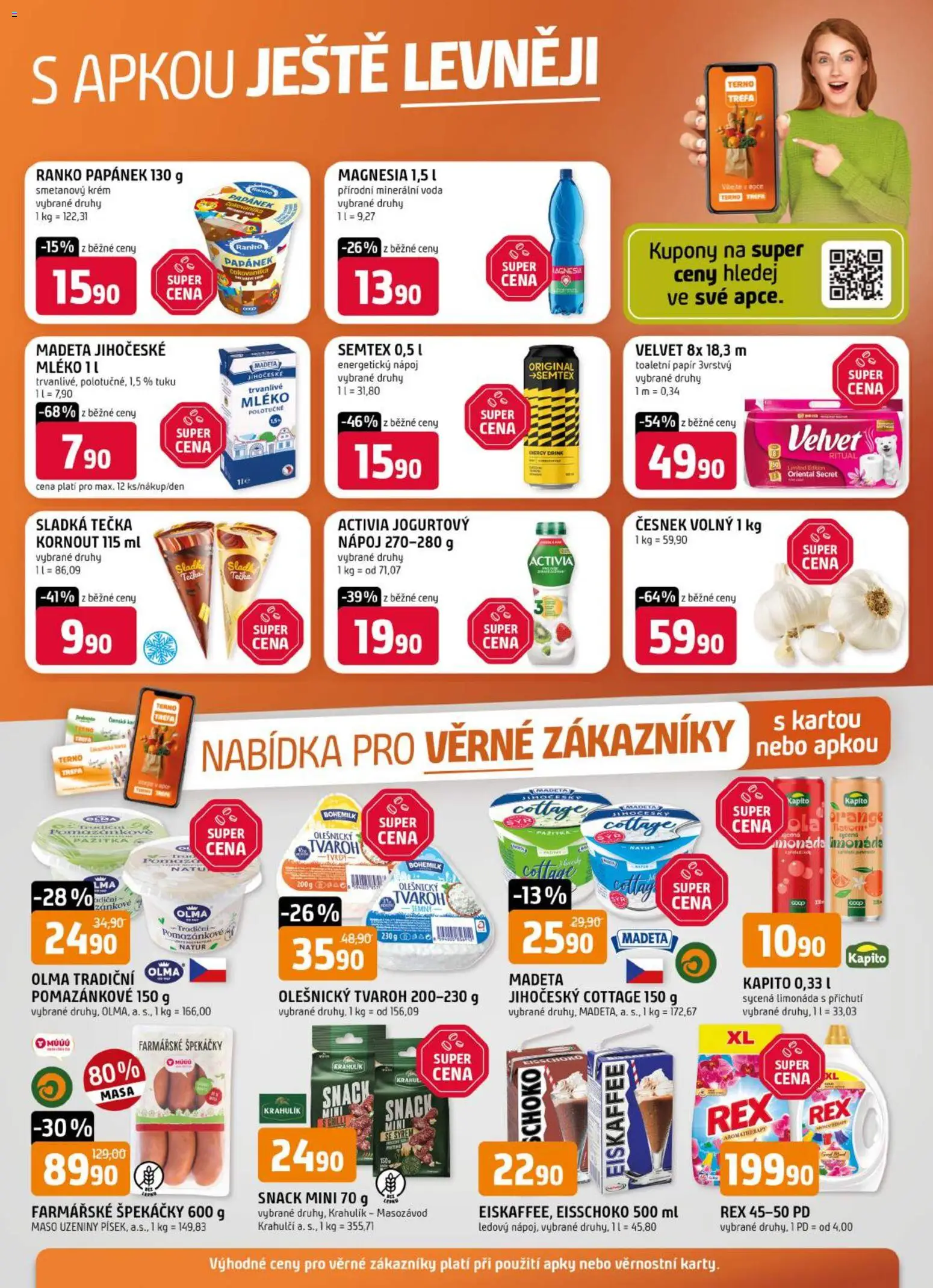 Trefa leták - Nabídka pro věrné zákazníky od 19.08.2026 | Strana: 1 | Produkty: Maso, Minerální voda, Toaletní papír 3vrstvý, Smetanový krém