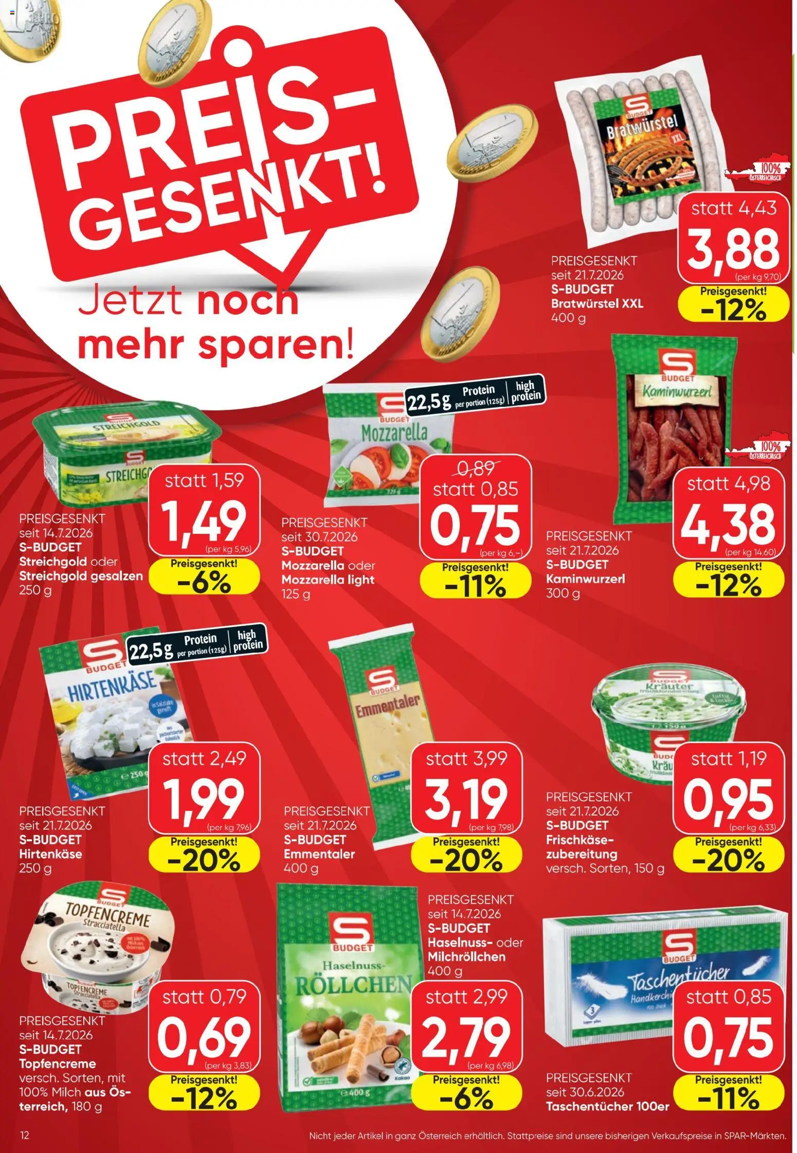 Spar - Flugblatt gültig ab 06.08.2026 | Seite: 12 | Produkte: Milch