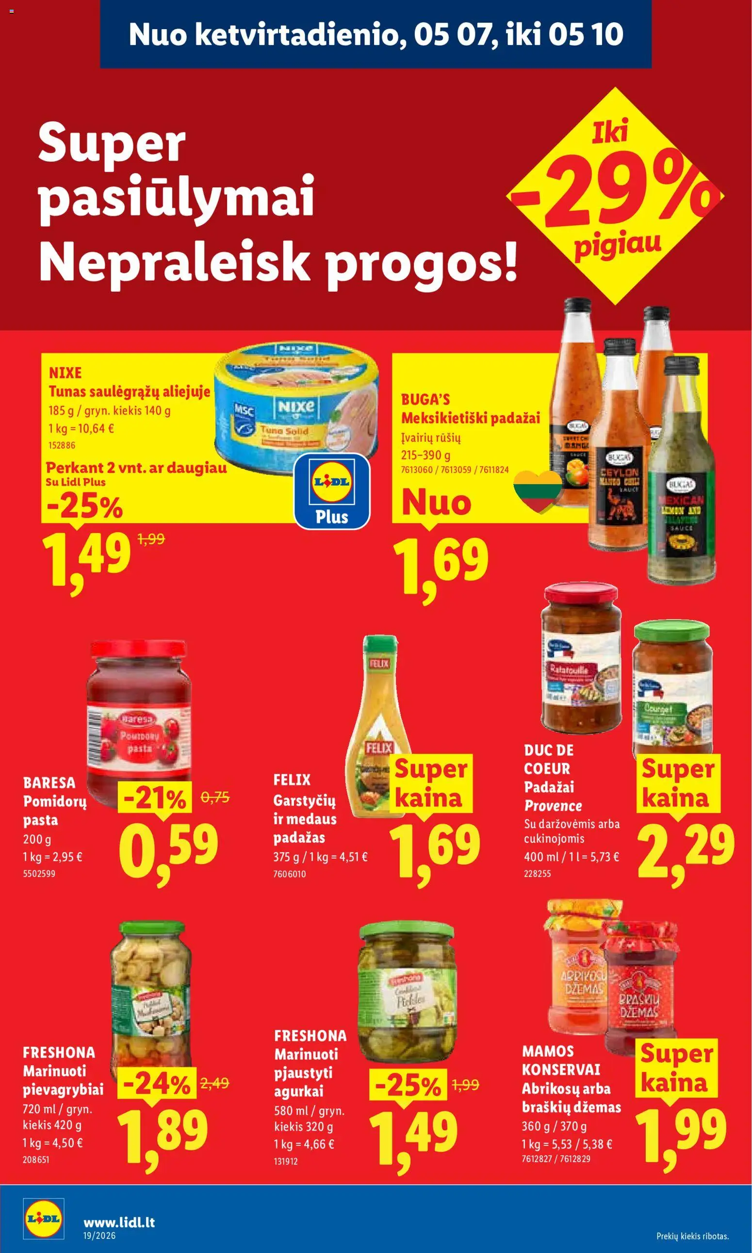 LIDL akcijos nuo 04.05.2026 | Puslapis: 42 | Prekių: Agurkai, Pievagrybiai, Konservai, Padažas