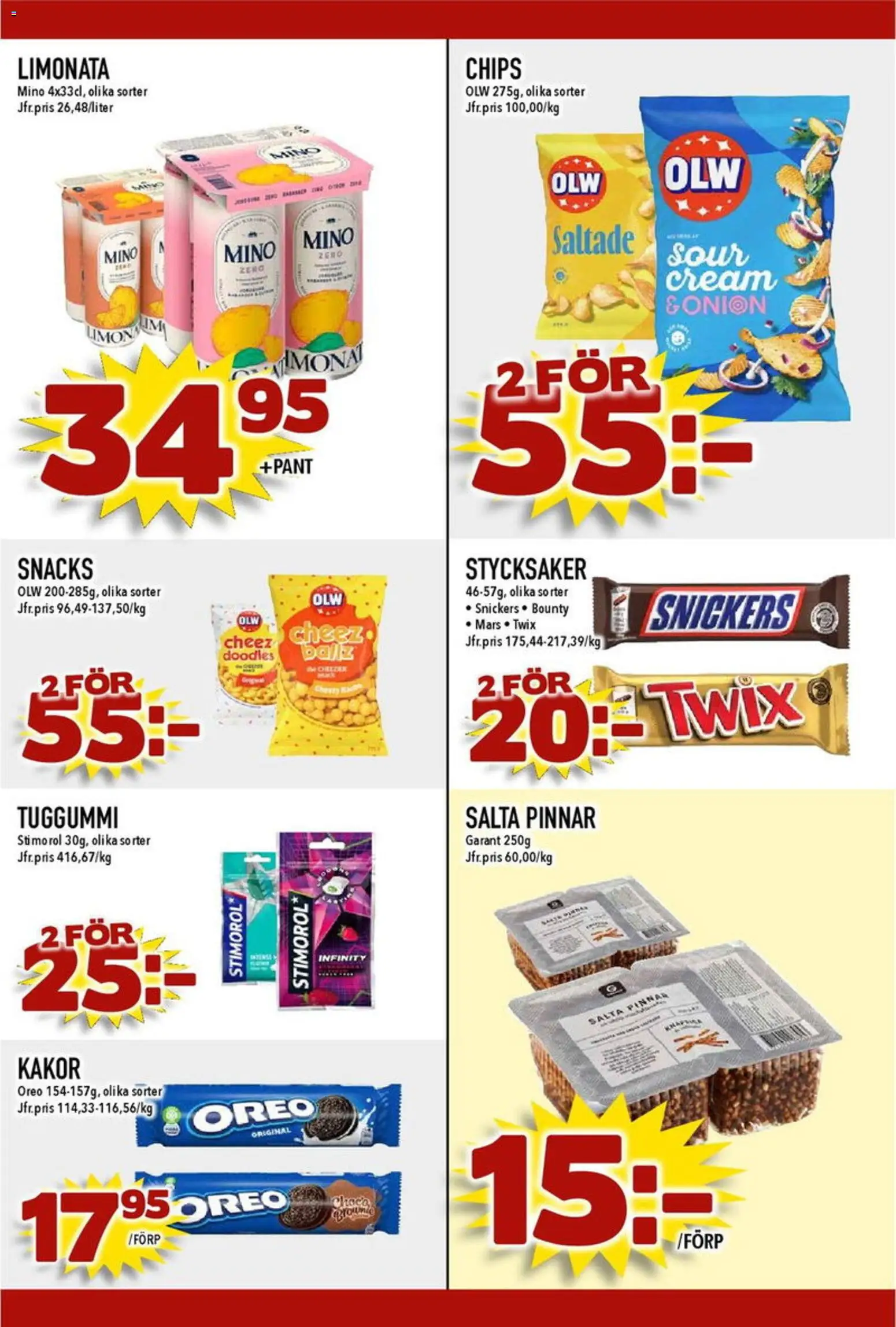 Matdax reklamblad aktuell från 09.03.2026 | Sida: 20 | Produkter: Chips, Oreo, Tuggummi