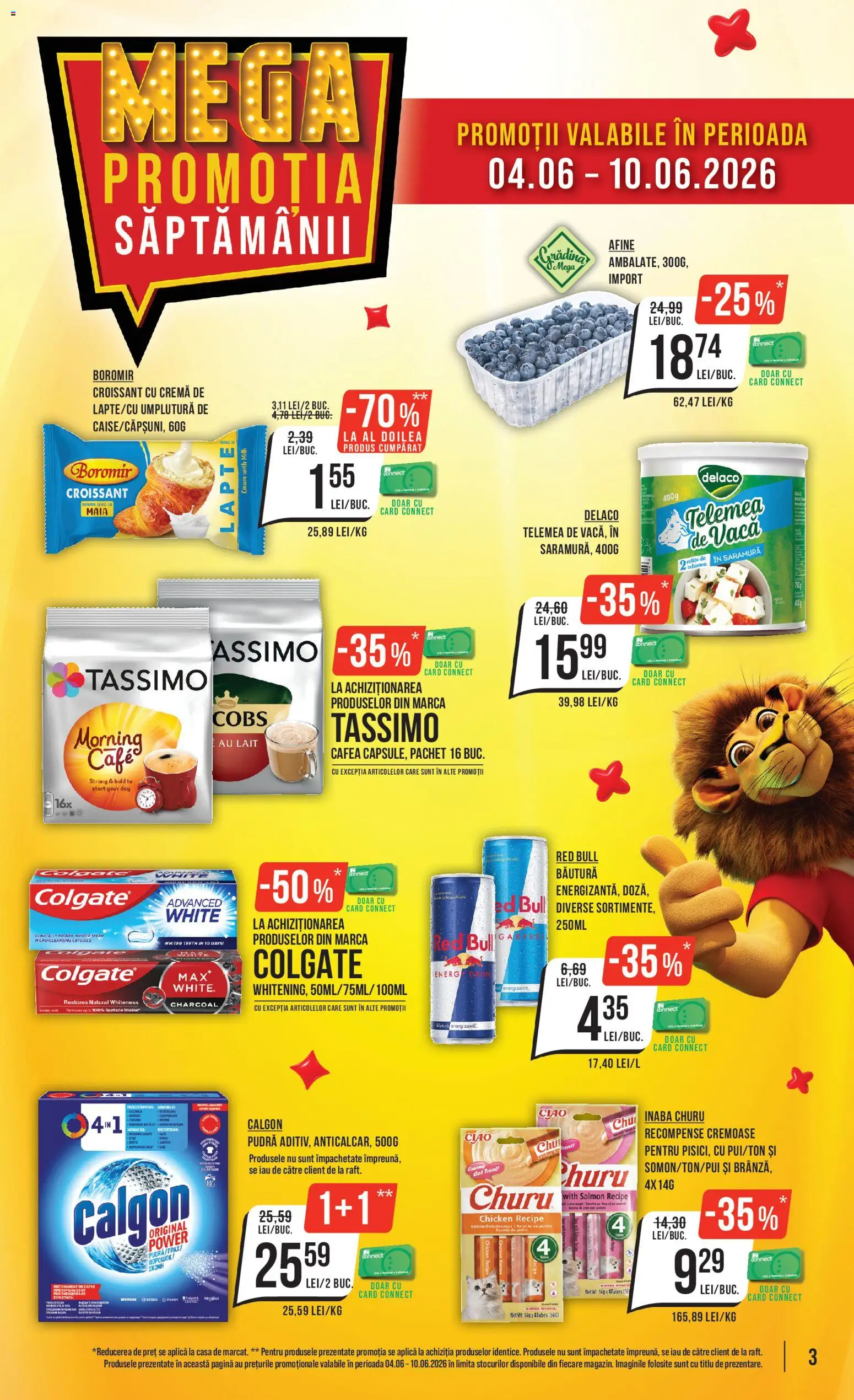Noul catalog Mega Image – valabil de la 04.06.2026 | Pagină: 3 | Produse: Afine, Light Kedi Konservesi, Köpek Sabunu, Pudră