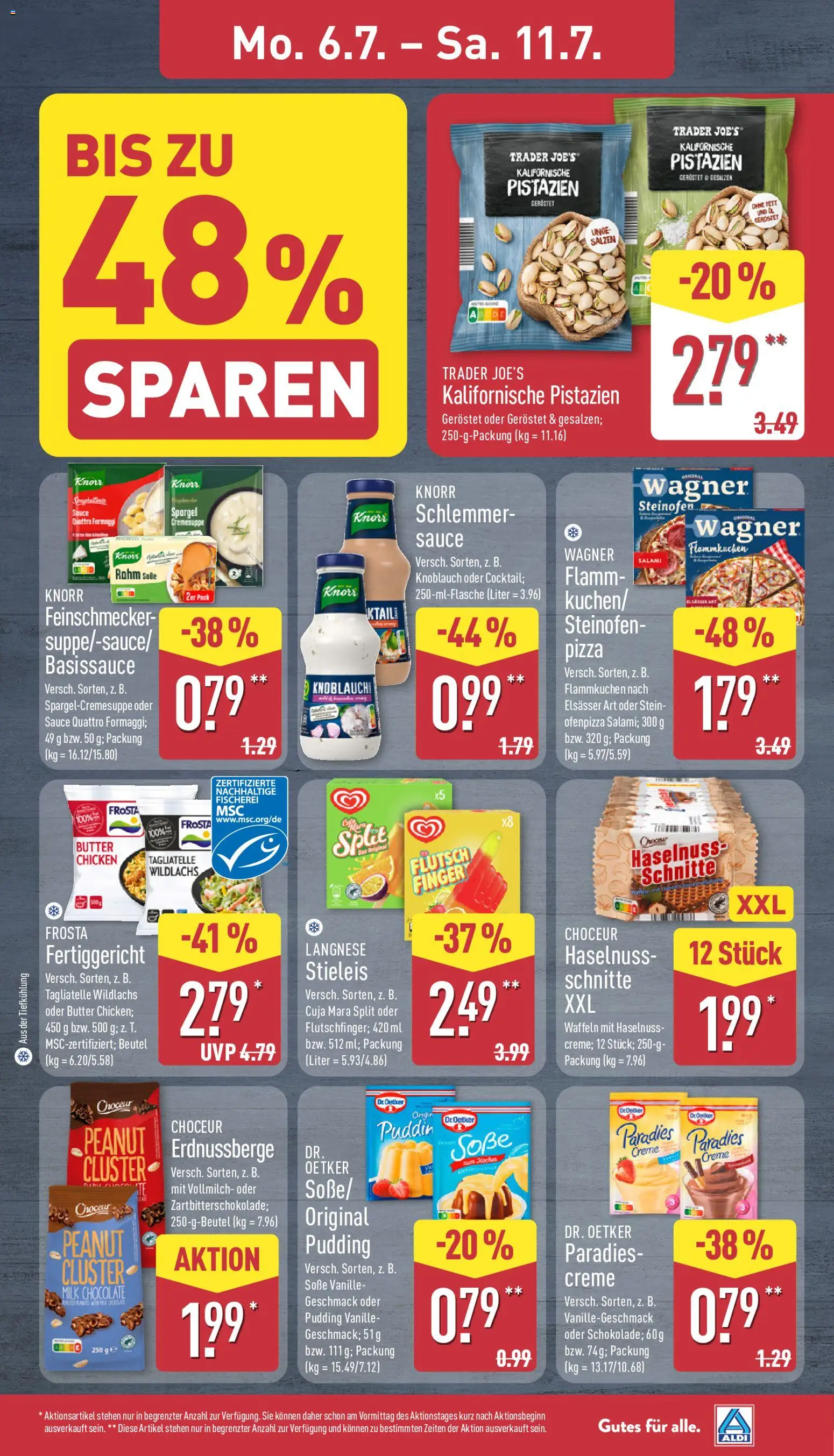 Aldi Prospekt – gültig ab 06.07.2026 | Seite: 7 | Produkte: Langnese, Butter, Pistazien, Soße