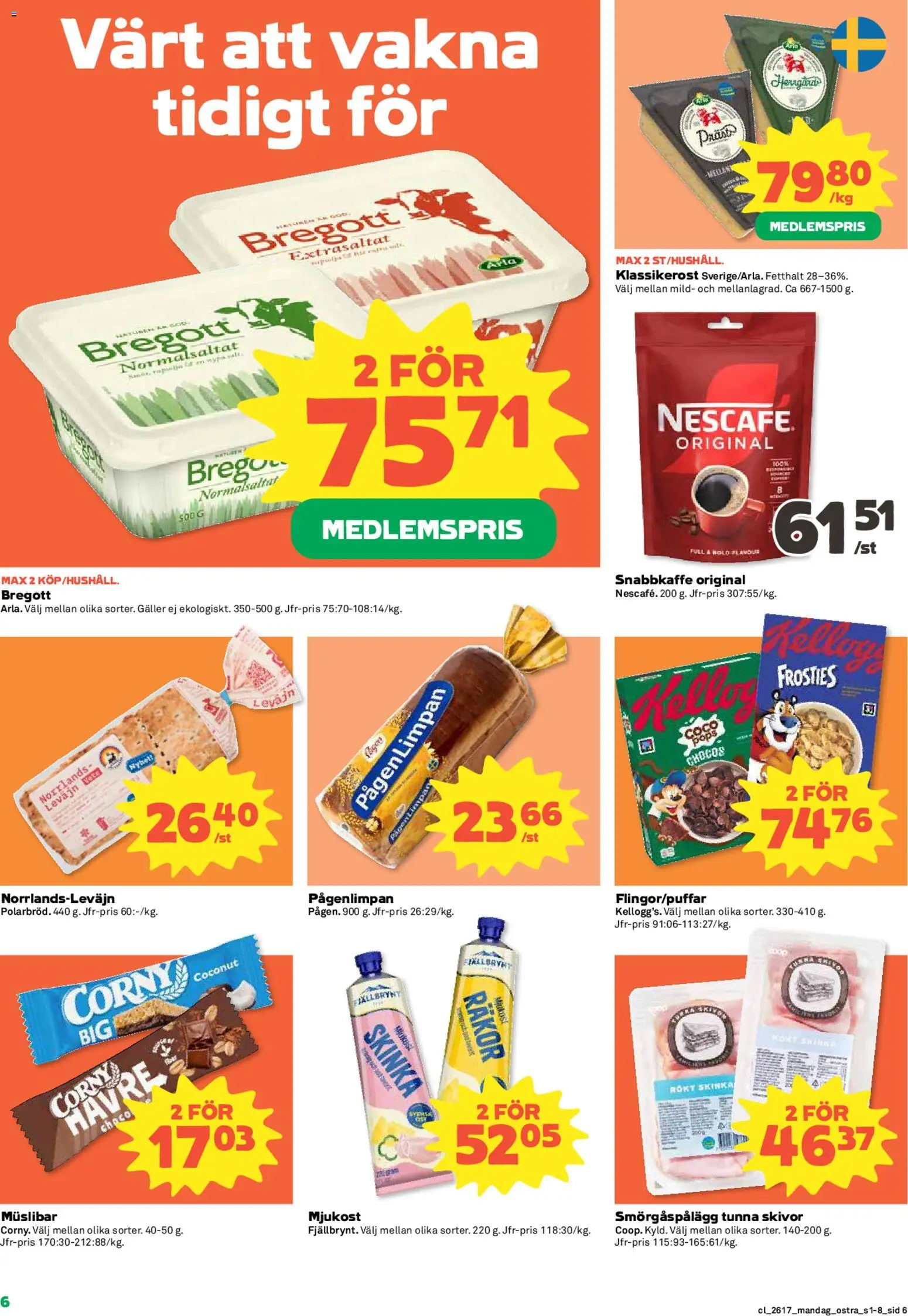 Stora Coop reklamblad aktuell från 20.04.2026 | Sida: 6 | Produkter: Galler, Bregott, Räkor, Mjukost