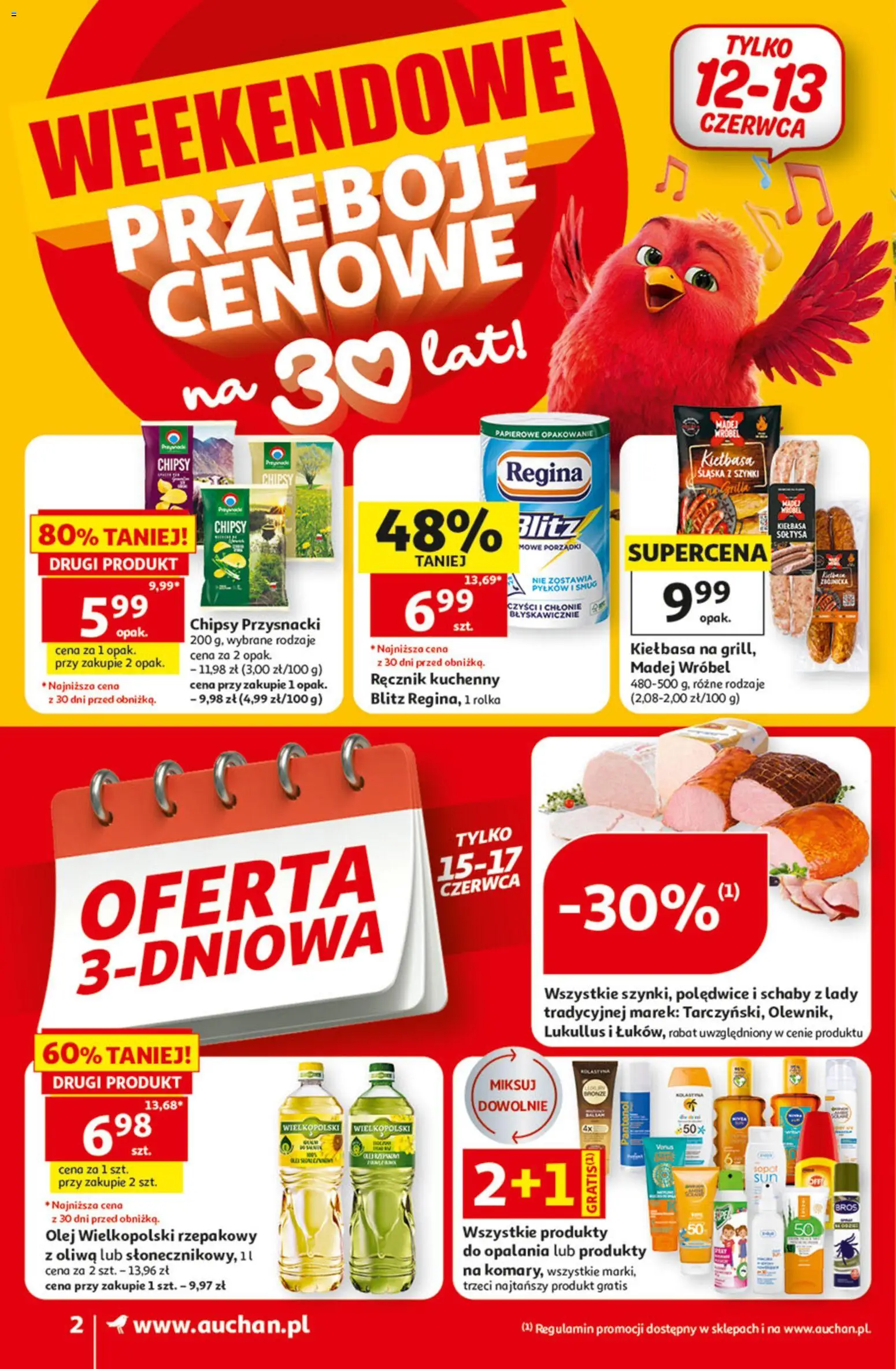 Auchan gazetka od 11.06.2026 | Strona: 2 | Produkty: Kiełbasa, Chipsy, Olej wielkopolski, Olej