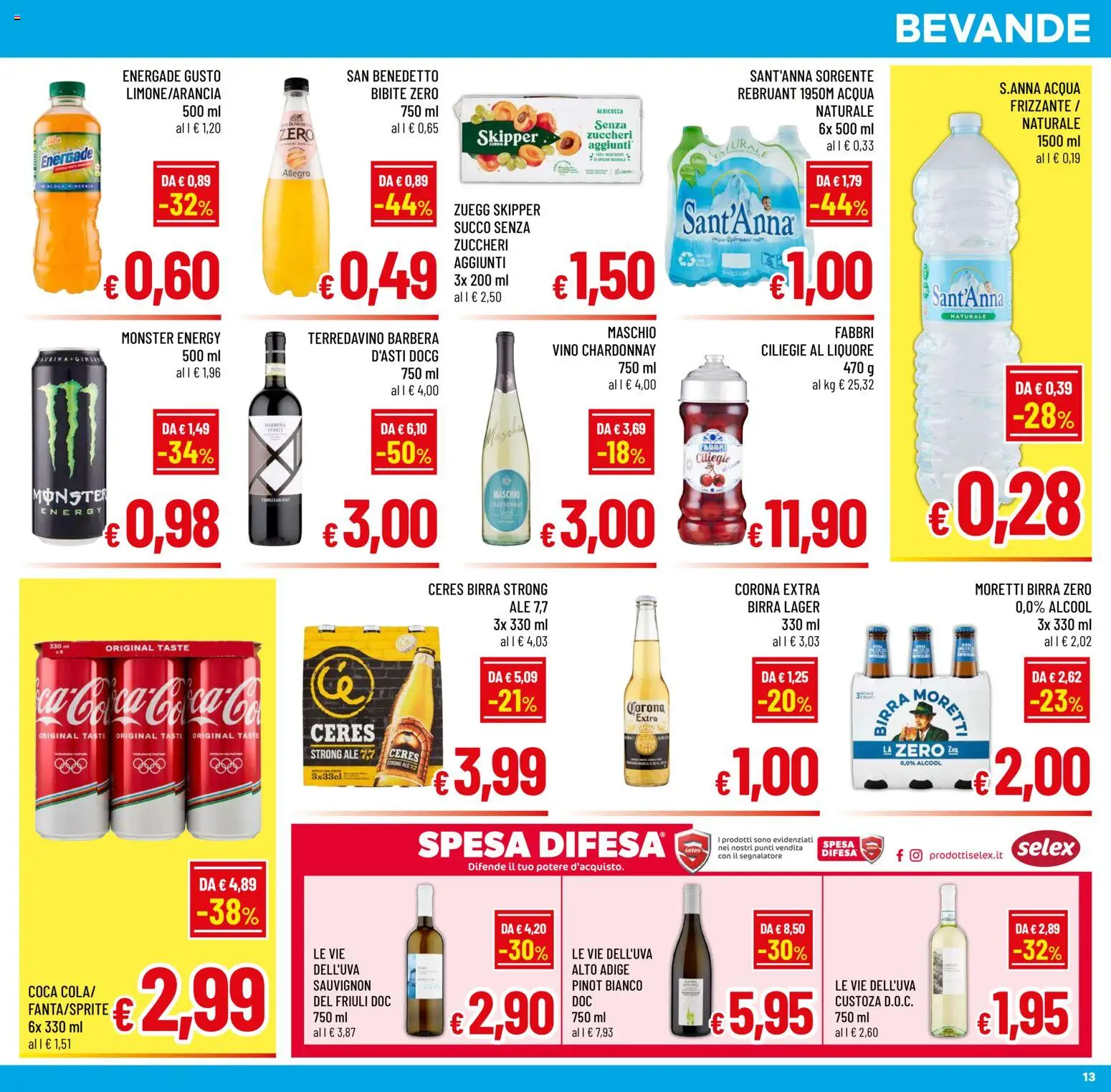 Volantino A&O del 24/06/2026 | Pagina: 13 | Prodotti: Succo, Birra, Vino, Bibite