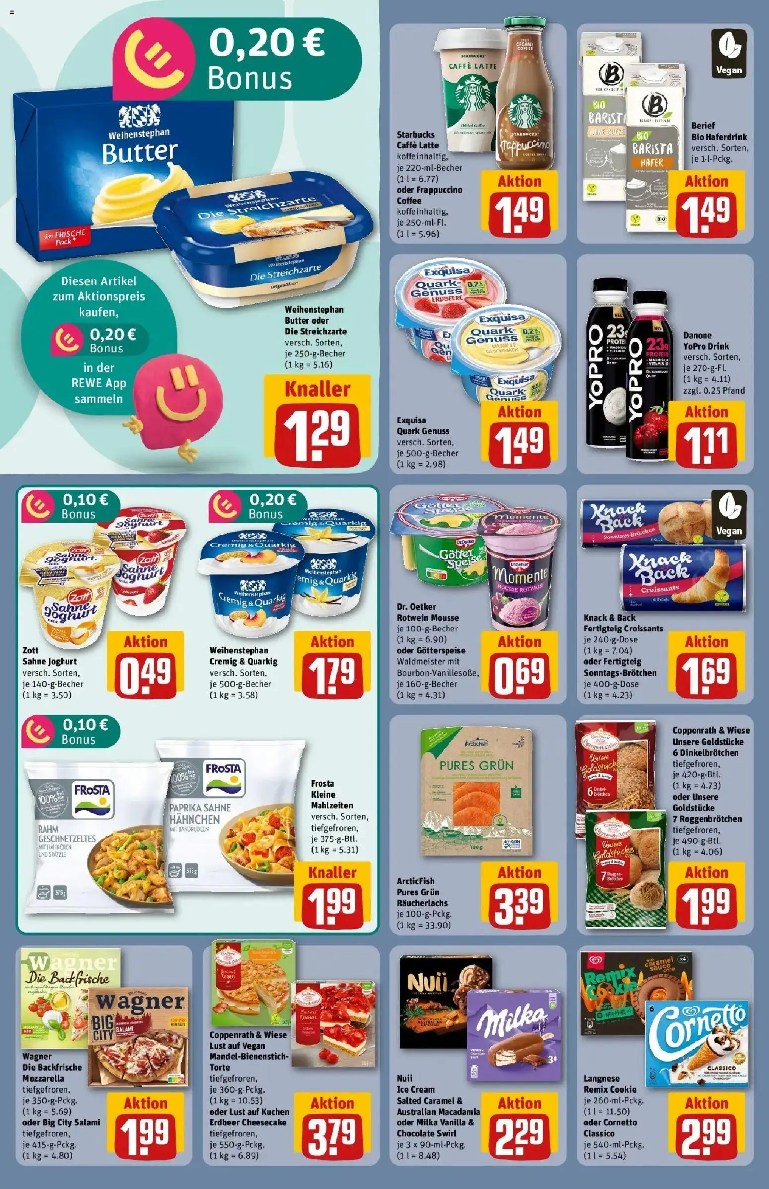 REWE Prospekt ab 03.08.2026 zum Blättern » Angebote | Seite: 14 | Produkte: Quark, Joghurt, Weihenstephan butter, Frosta