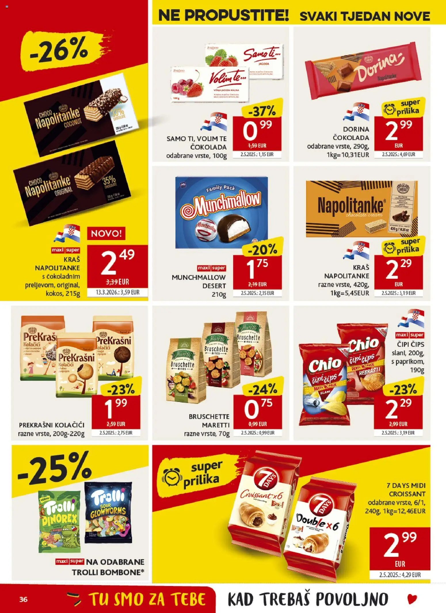 Konzum katalog | vrijedi od 06.05.2026 | Stranica: 36 | Proizvodi: Dorina, Čokolada, Čips, Napolitanke